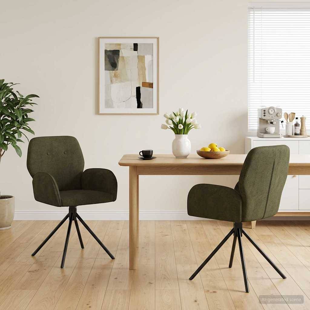 vidaXL Drehstuhl Esszimmer 2 pcs Kunstwildleder Olivegrün