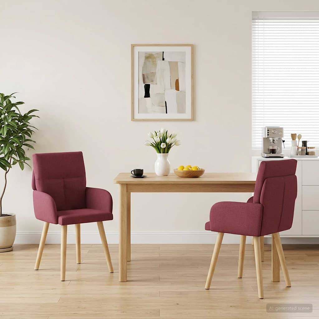 vidaXL Esszimmerstühle 2 pcs Stoff Weinrot 60 x 56 x 96 cm