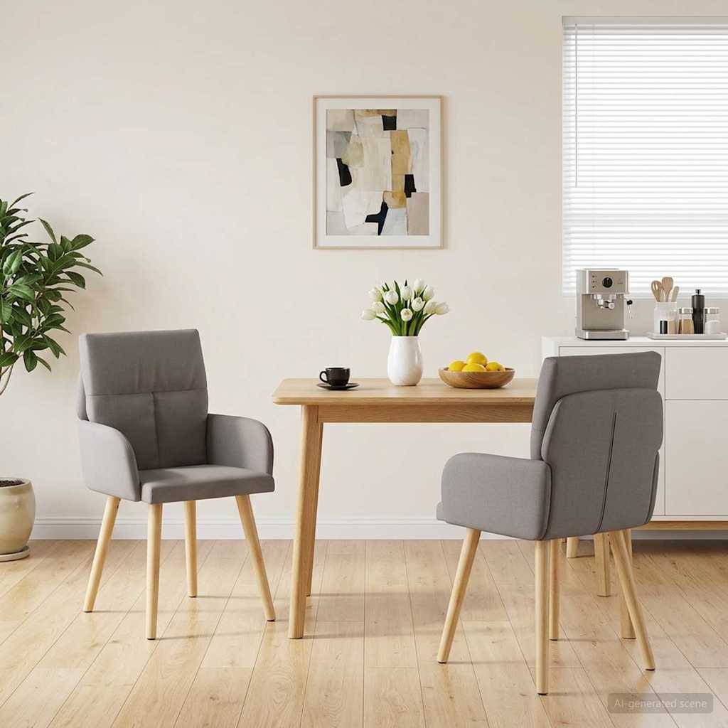 vidaXL Esszimmerstühle 2 pcs Stoff Taupe 60 x 56 x 96 cm