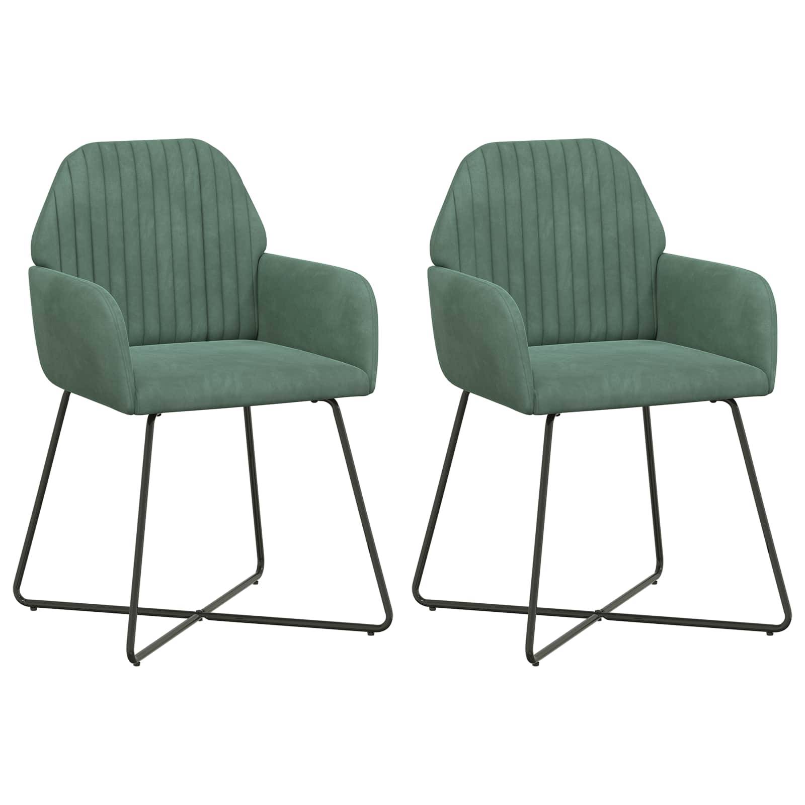 vidaXL Esszimmerstühle 2 pcs Samt (V) Meergrün 55 x 50 x 84 cm