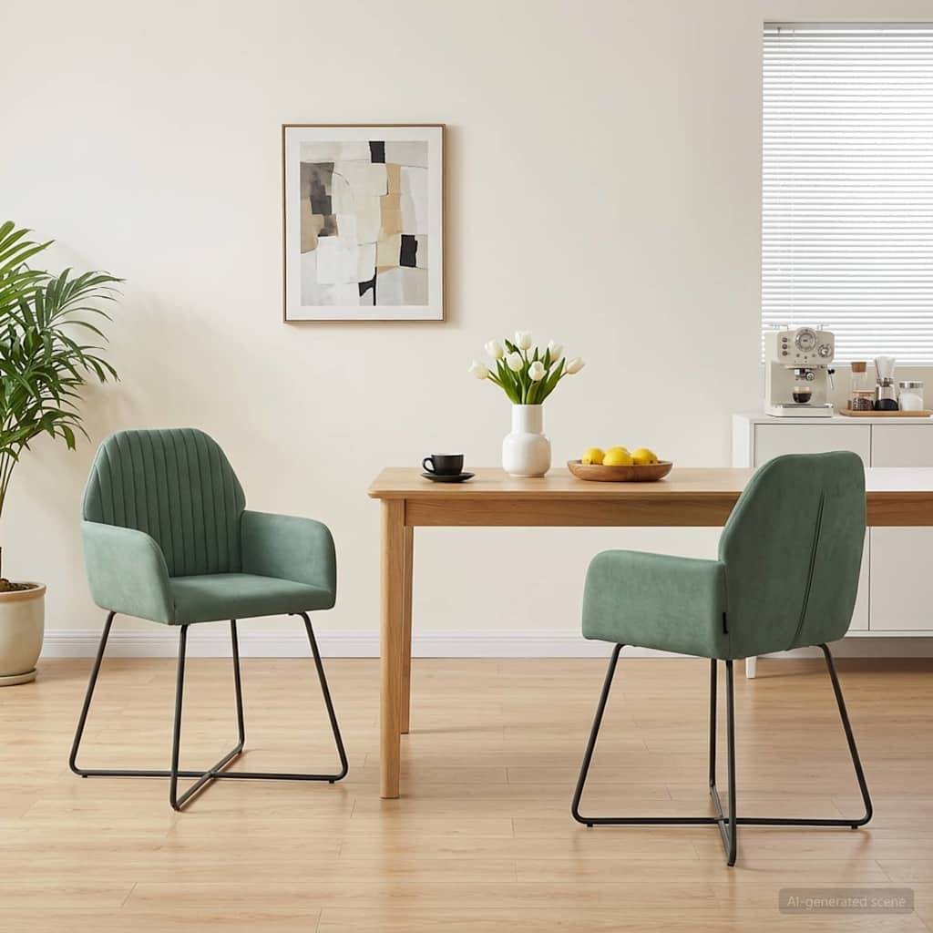 vidaXL Esszimmerstühle 2 pcs Samt (V) Meergrün 55 x 50 x 84 cm