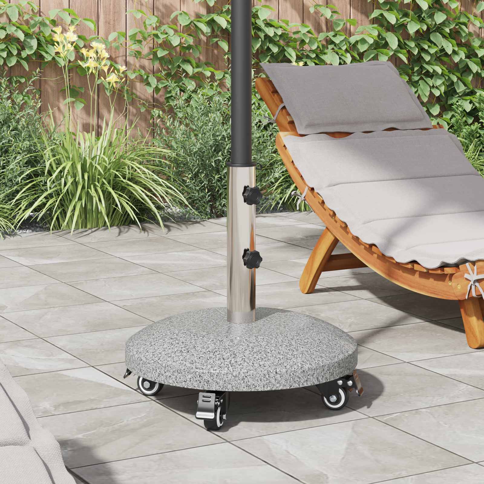vidaXL Granite Schirmbasis mit Rädern für 4-5 cm Stange 27.2 kg Grau