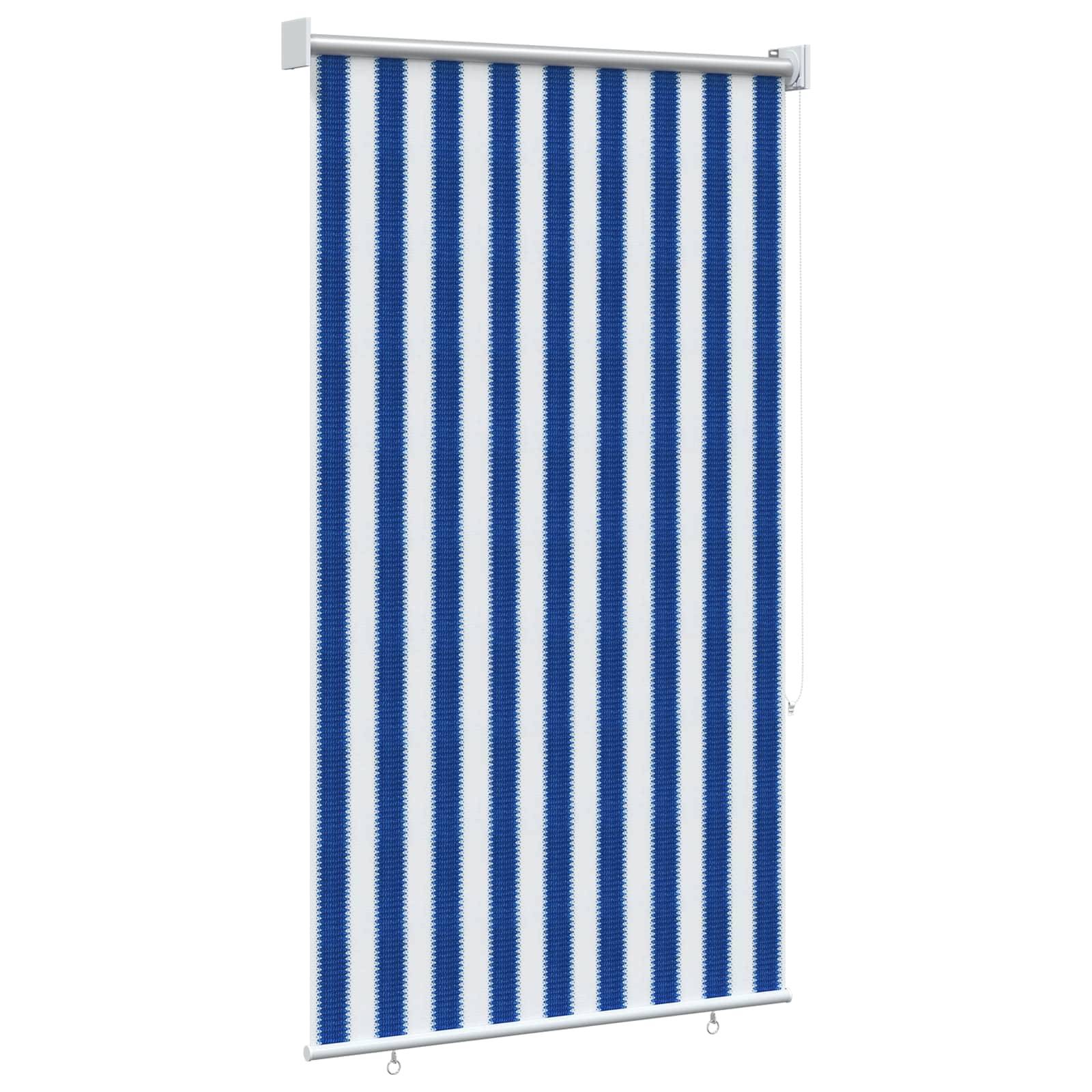 vidaXL Außenrollo 90% UV-Block Blau-weiß gestreift 80 x 230 cm HDPE
