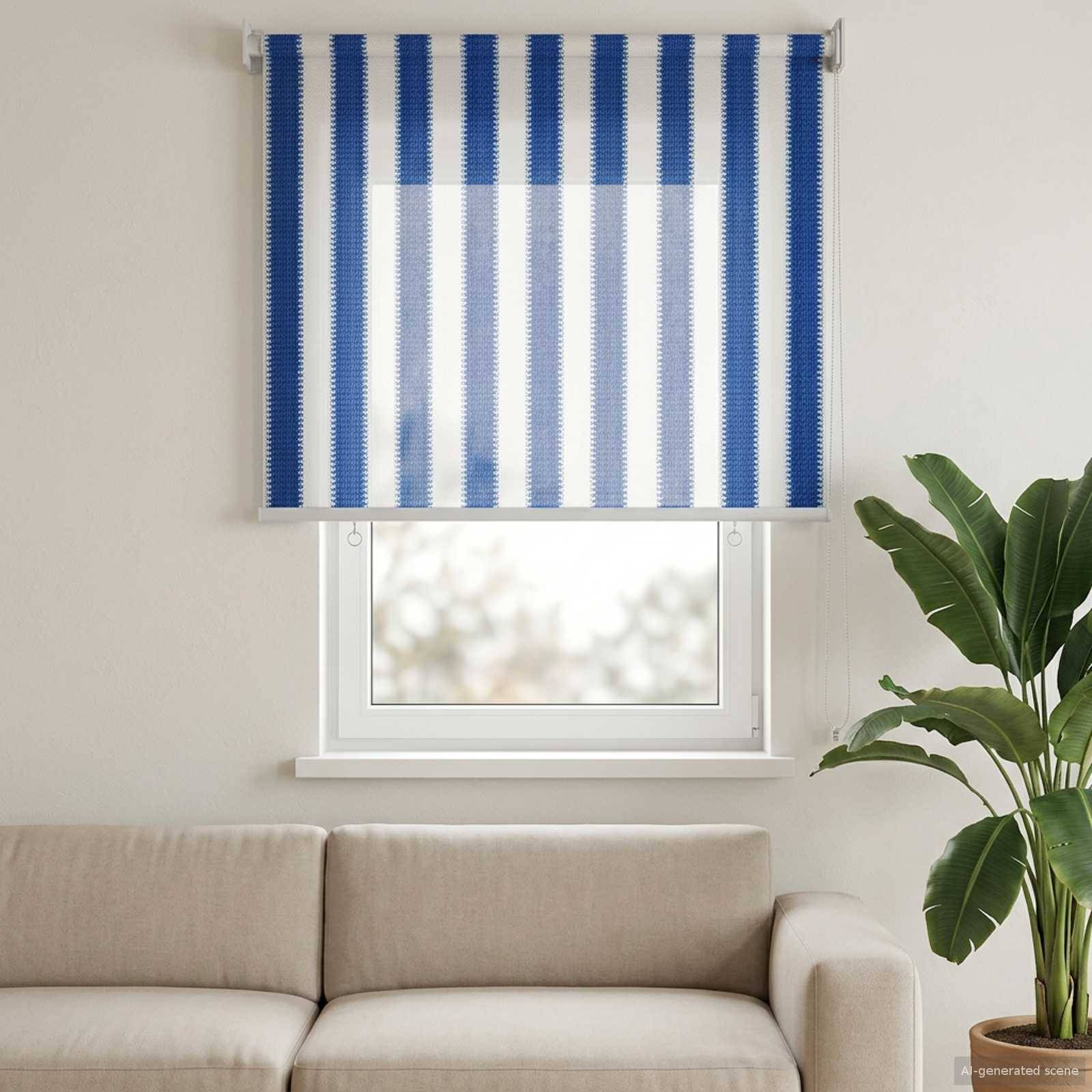 vidaXL Außenrollo 90% UV-Block Blau-weiß gestreift 80 x 140 cm HDPE