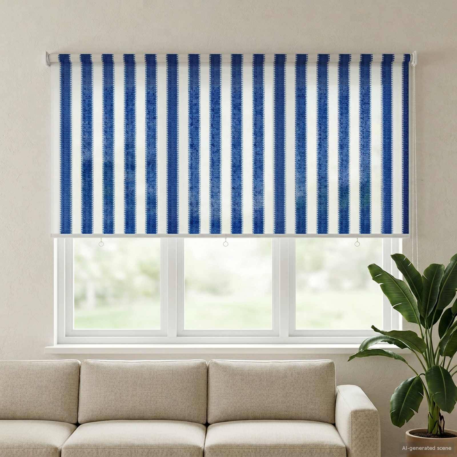 vidaXL Außenrollo 90% UV-Block Blau-weiß gestreift 140 x 140 cm HDPE