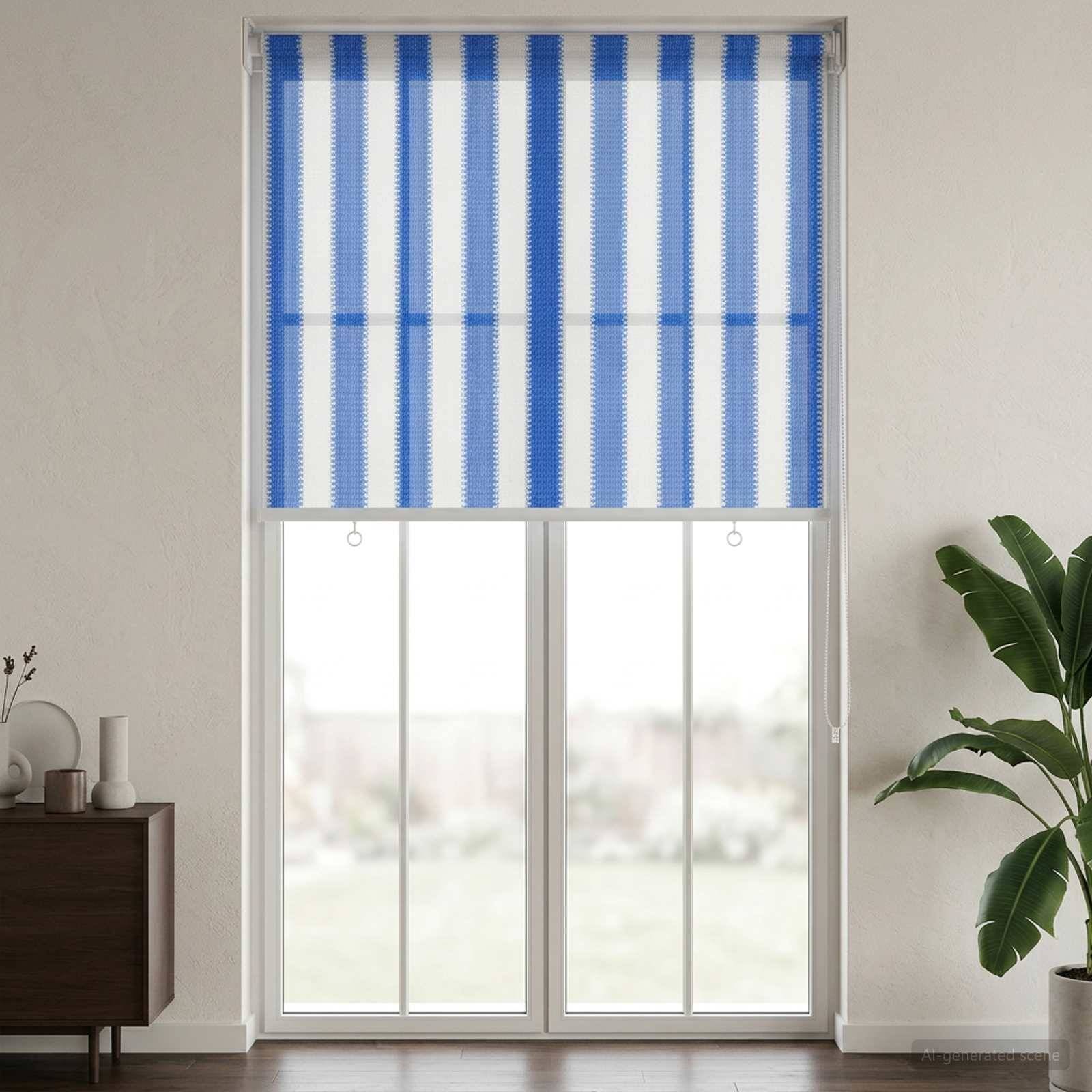 vidaXL Außenrollo 90% UV-Block Blau-weiß gestreift 60 x 230 cm HDPE