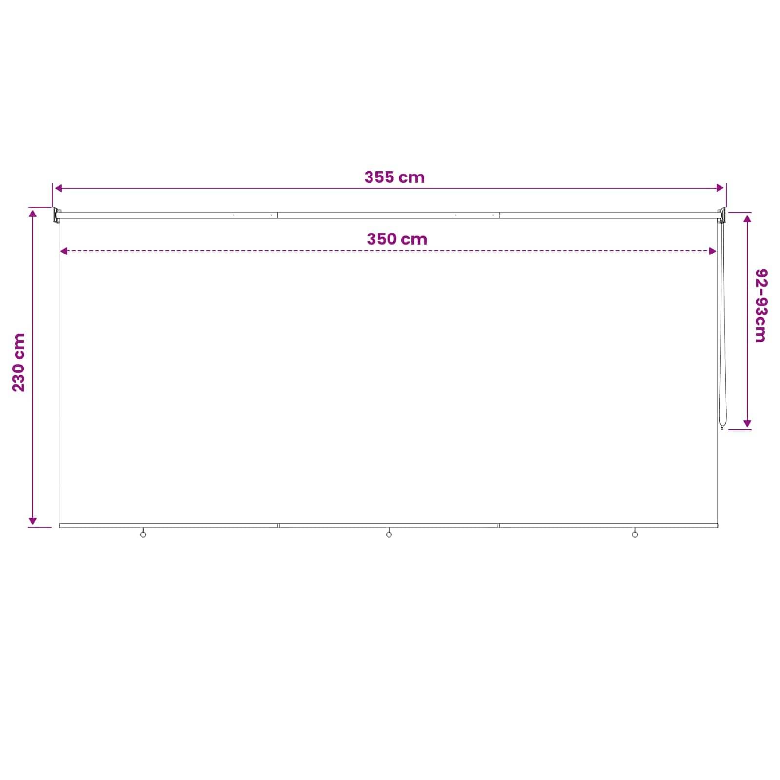 vidaXL Außenrollo 90% UV-Block Terrakotta 350 x 230 cm HDPE