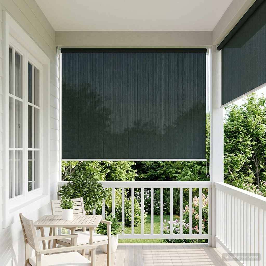 vidaXL Außenrollo 90% UV-Block Dunkelgrün 140 x 140 cm HDPE