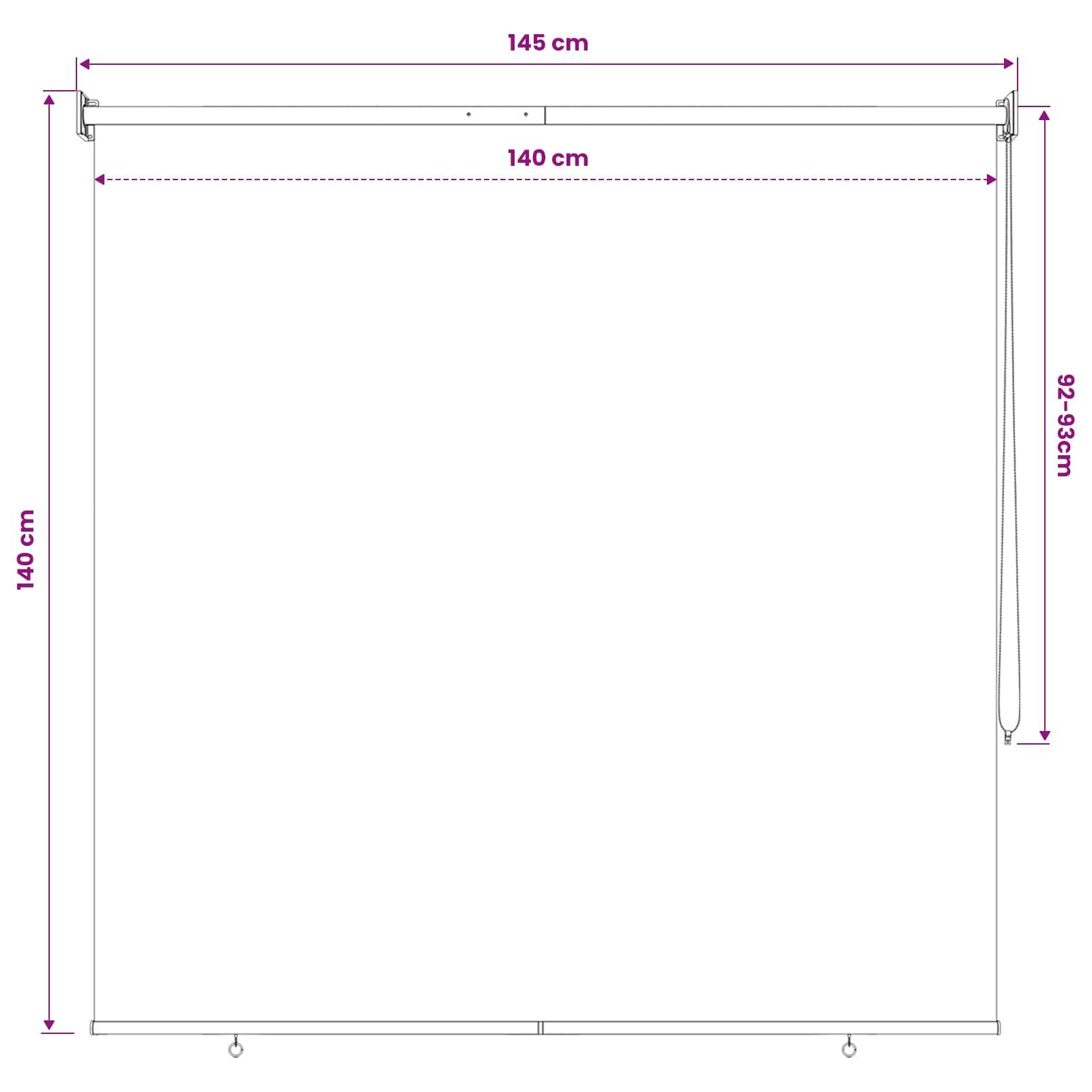 vidaXL Außenrollo 90% UV-Block Schwarz 140 x 140 cm HDPE