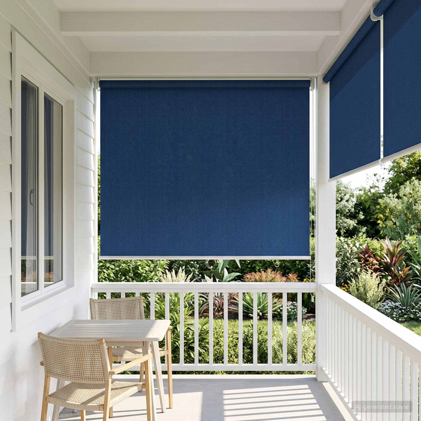 vidaXL Außenrollo 90% UV-Block Blau 80 x 140 cm HDPE