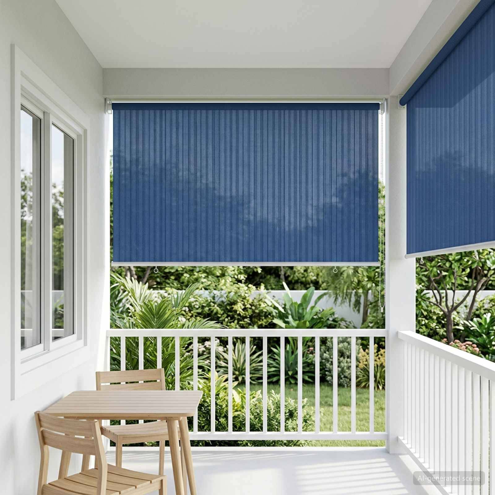 vidaXL Außenrollo 90% UV-Block Blau 140 x 140 cm HDPE