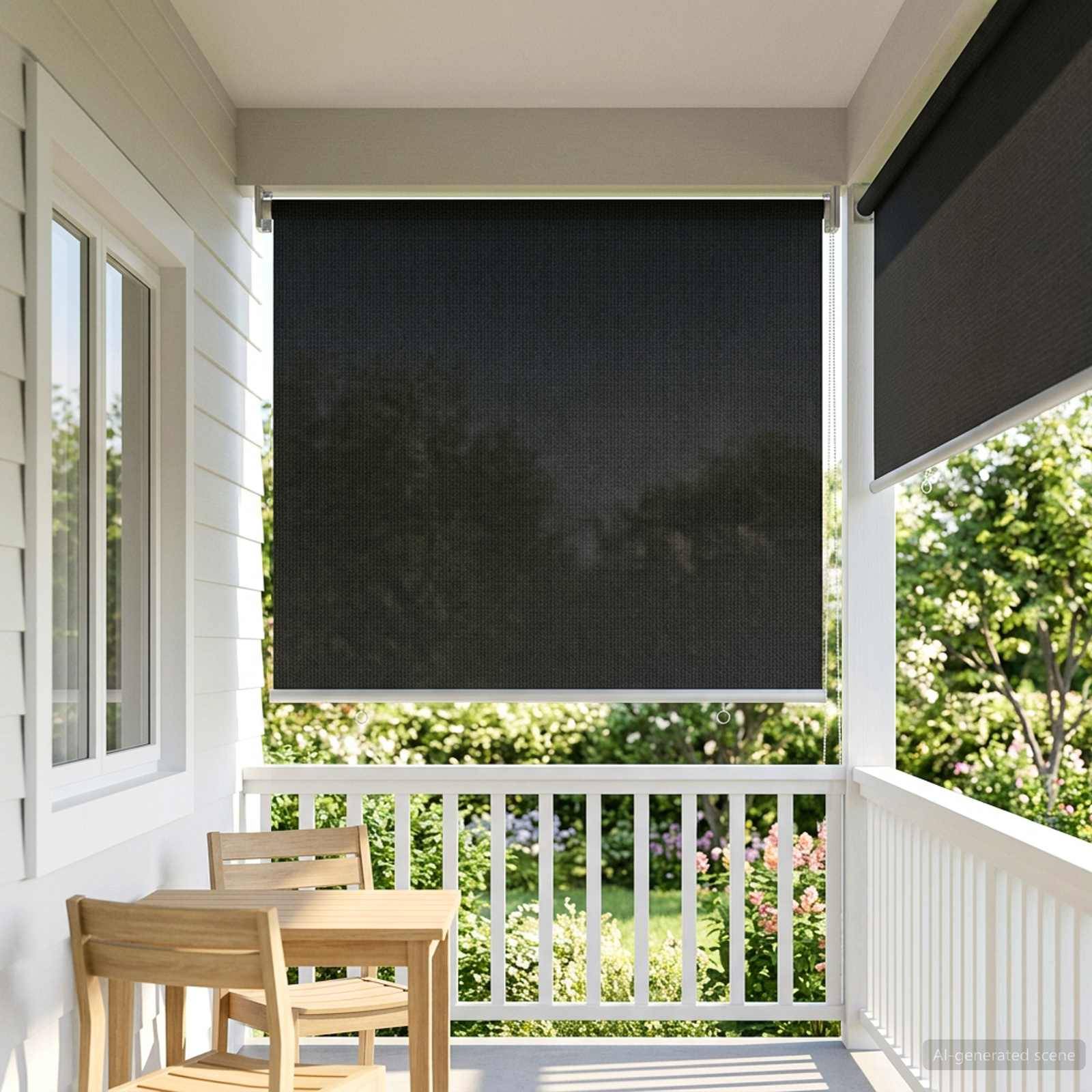 vidaXL Außenrollo 90% UV-Block Schwarz 80 x 140 cm HDPE