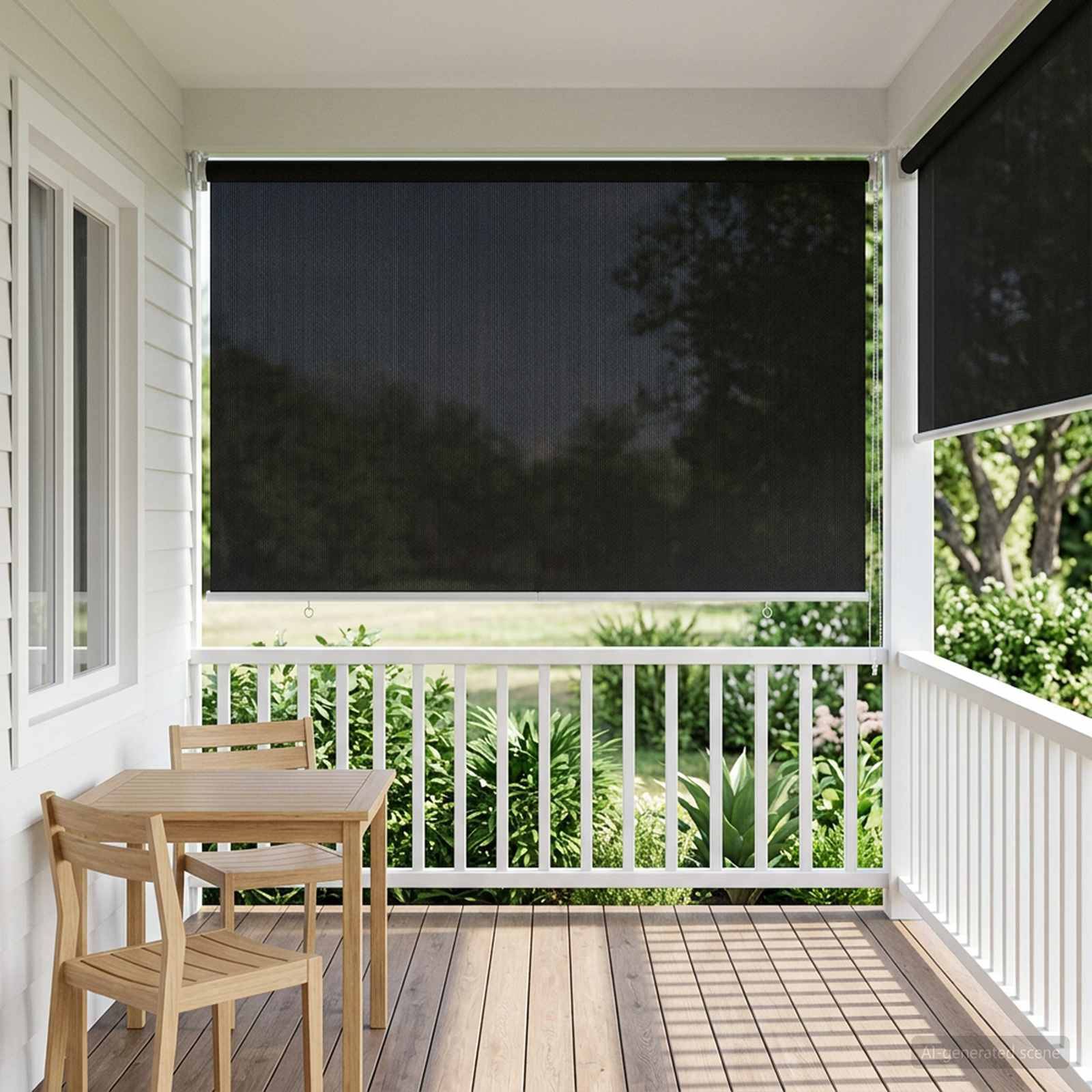 vidaXL Außenrollo 90% UV-Block Schwarz 140 x 140 cm HDPE