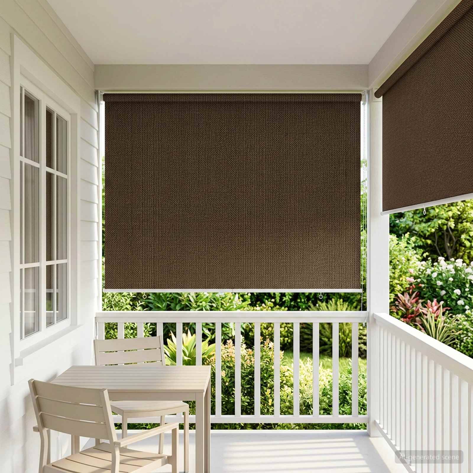 vidaXL Außenrollo 90% UV-Block Braun 140 x 140 cm HDPE