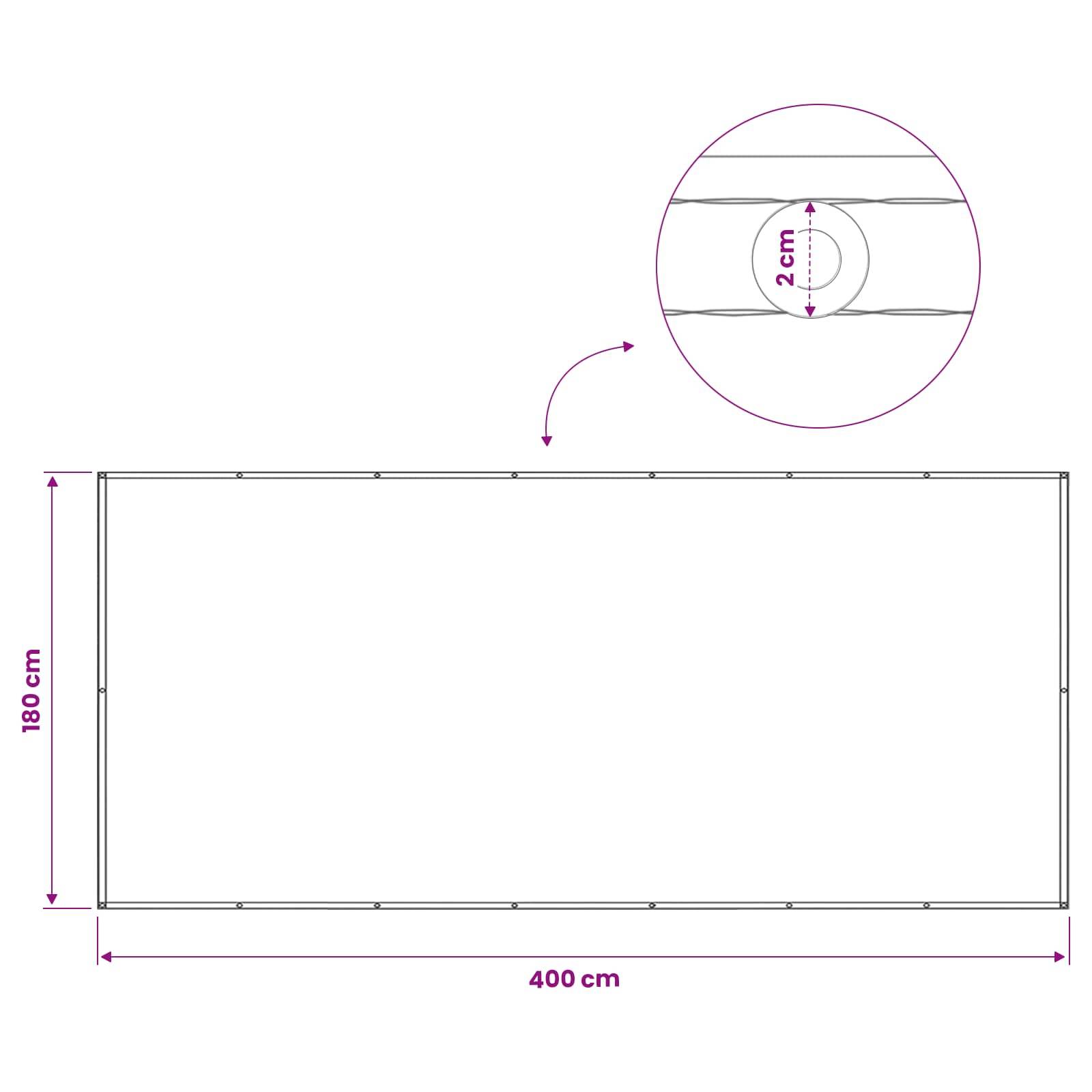 vidaXL Balkon Sichtschutz 180 x 400 cm Stoff mit PU-Beschichtung