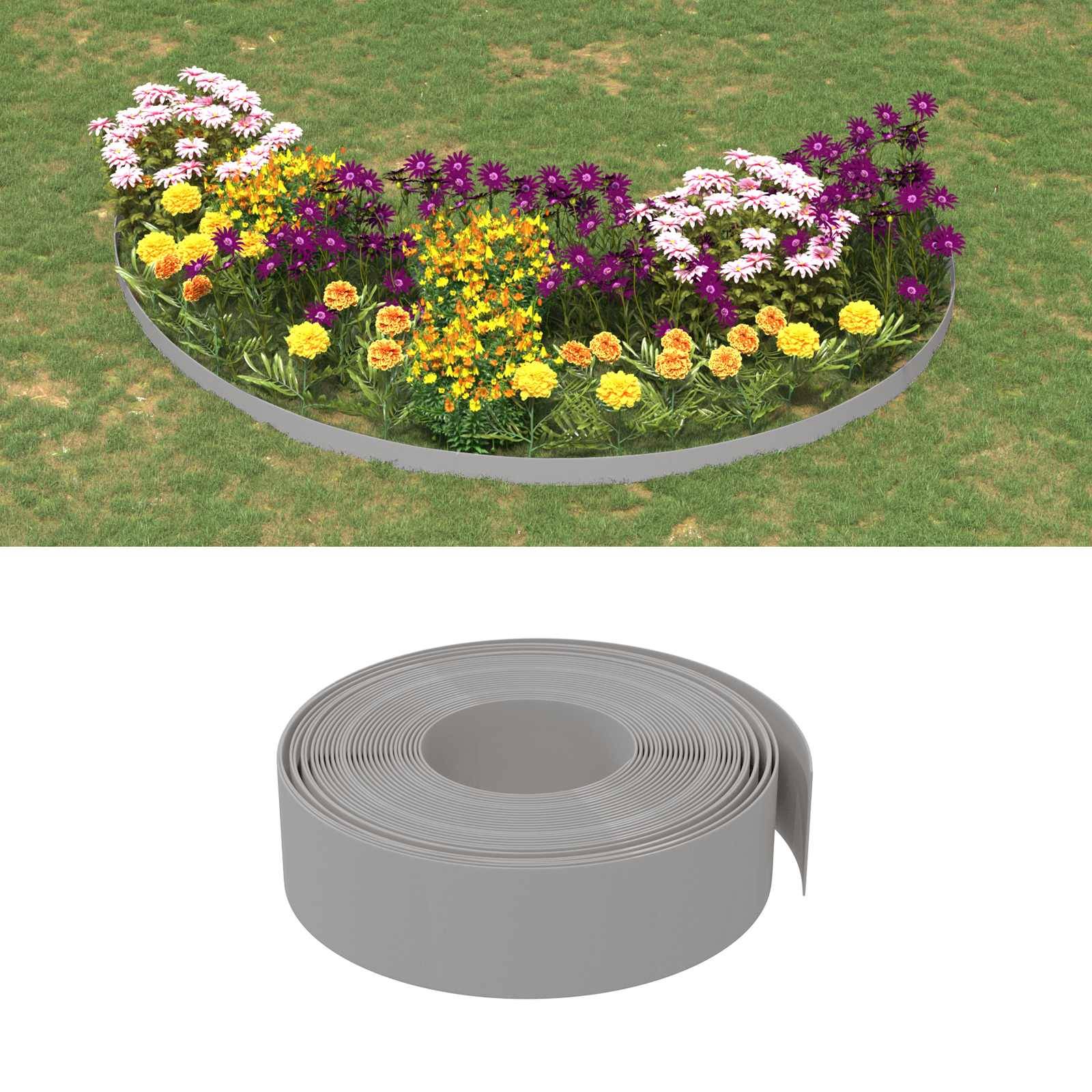 vidaXL Gartenumrandung 25 m 15 cm PE Grau