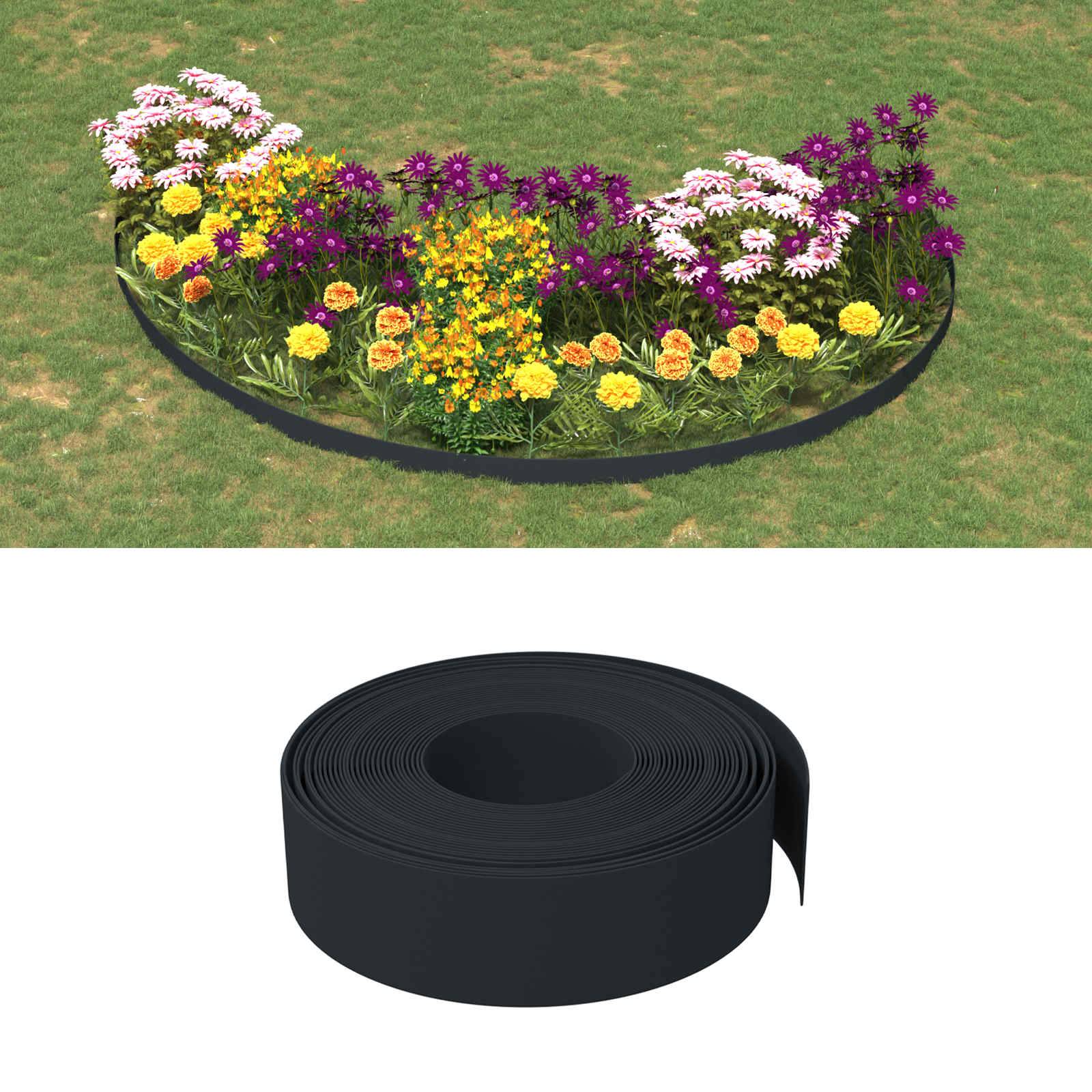 vidaXL Gartenumrandung 25 m 15 cm PE Schwarz