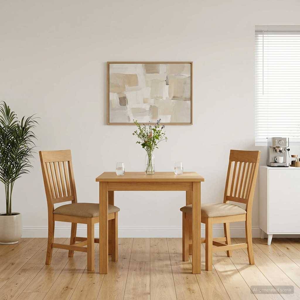 vidaXL Esszimmerstuhl 2 pcs Massivholz Eiche Beige 45 x 59 x 92 cm