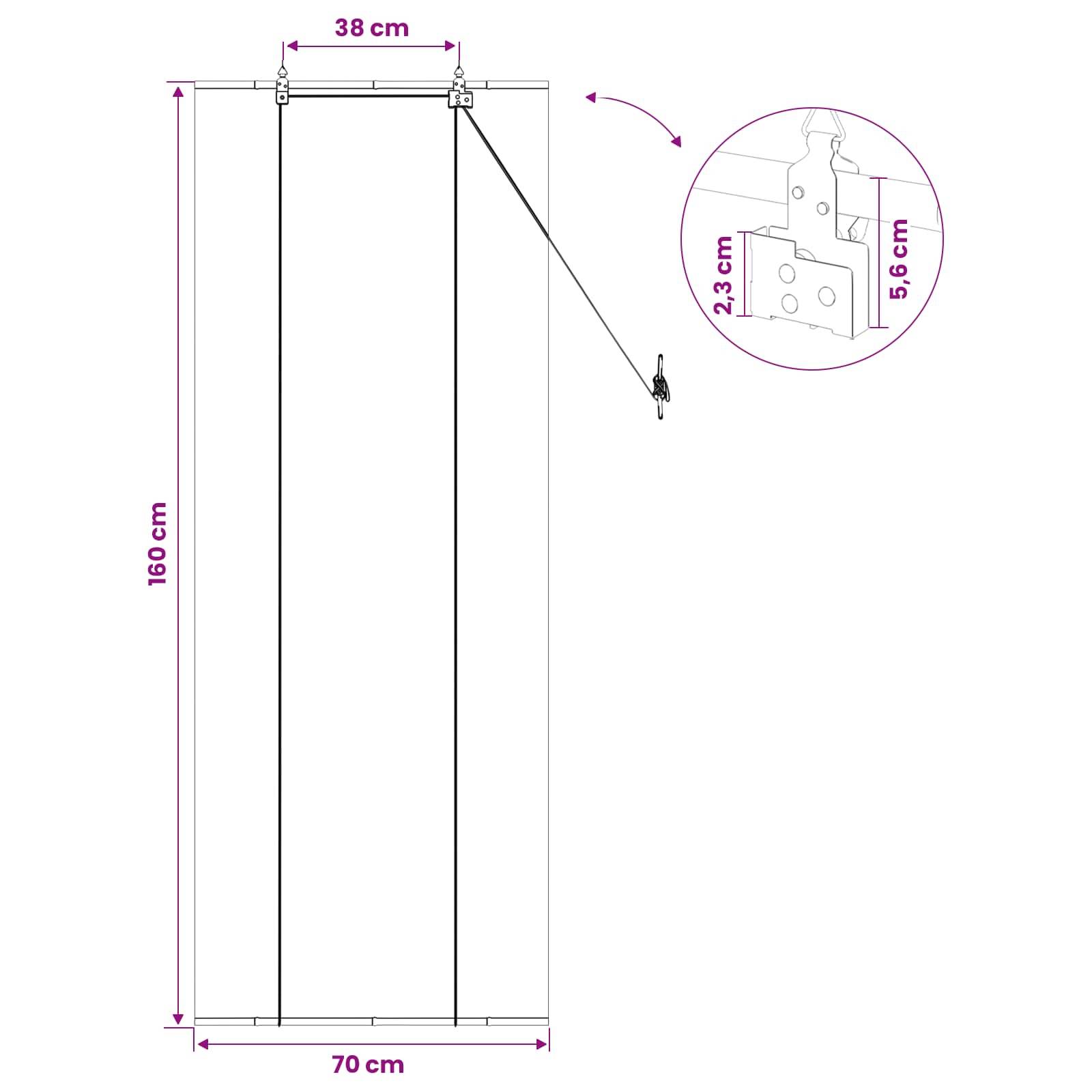 vidaXL Rollo Grau 70 x 160 cm Bambus