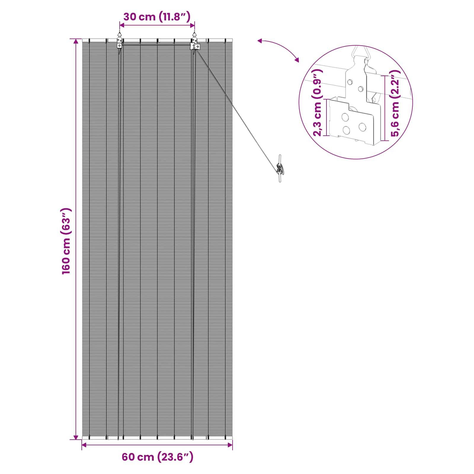 vidaXL Rollo Grau 60 x 160 cm Bambus