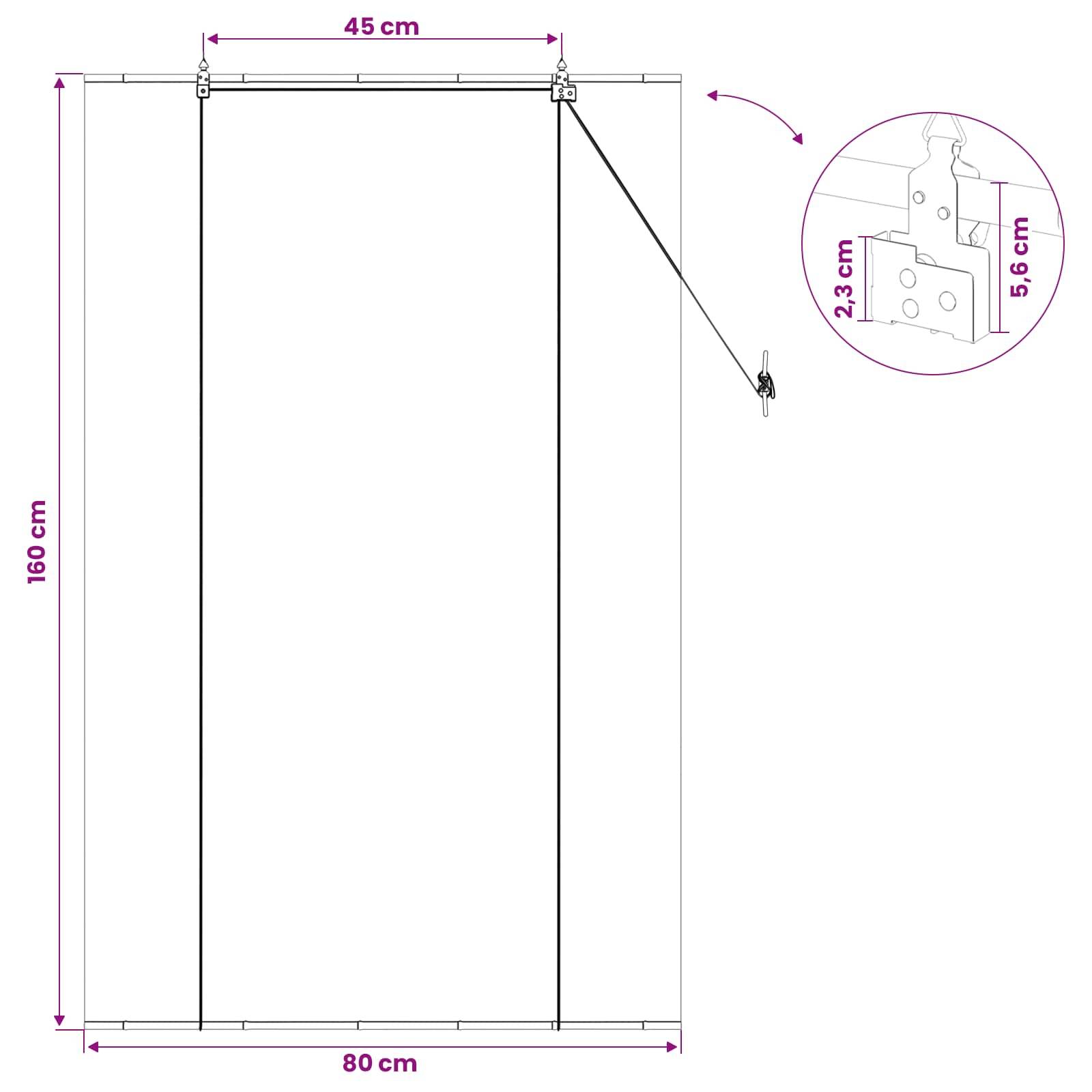 vidaXL Rollo Grau 80 x 160 cm Bambus