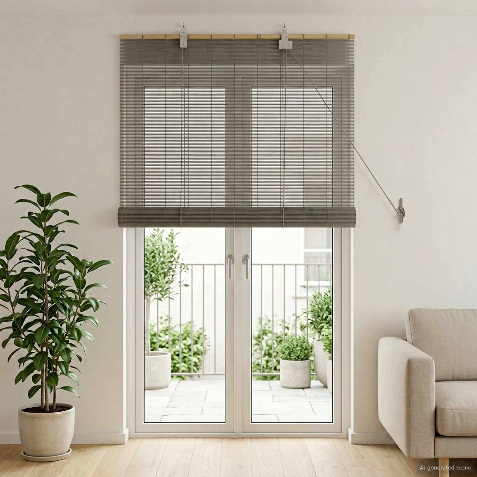 vidaXL Rollo Grau 80 x 220 cm Bambus