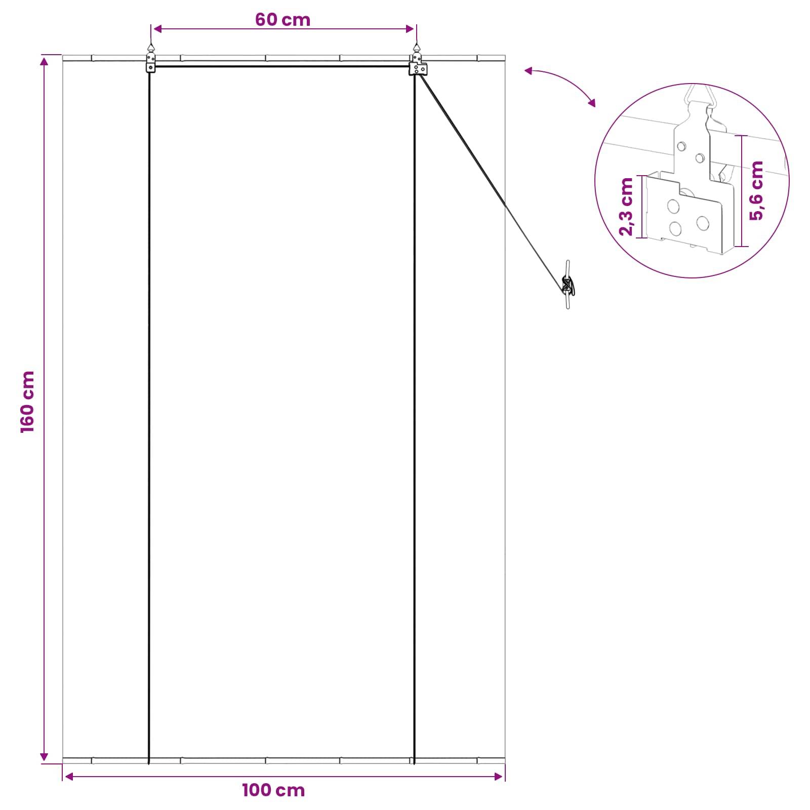 vidaXL Rollo Grau 100 x 160 cm Bambus
