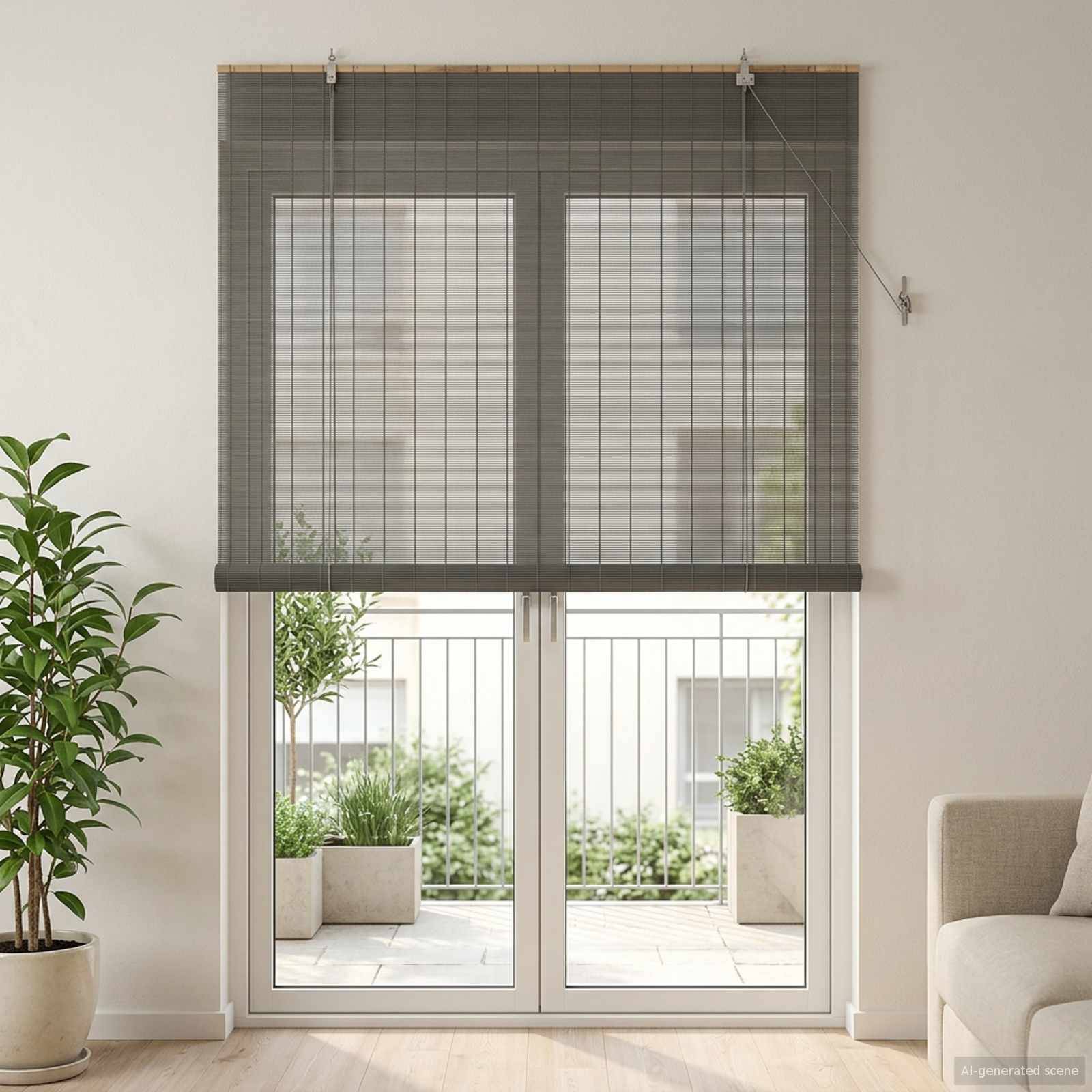 vidaXL Rollo Grau 160 x 220 cm Bambus