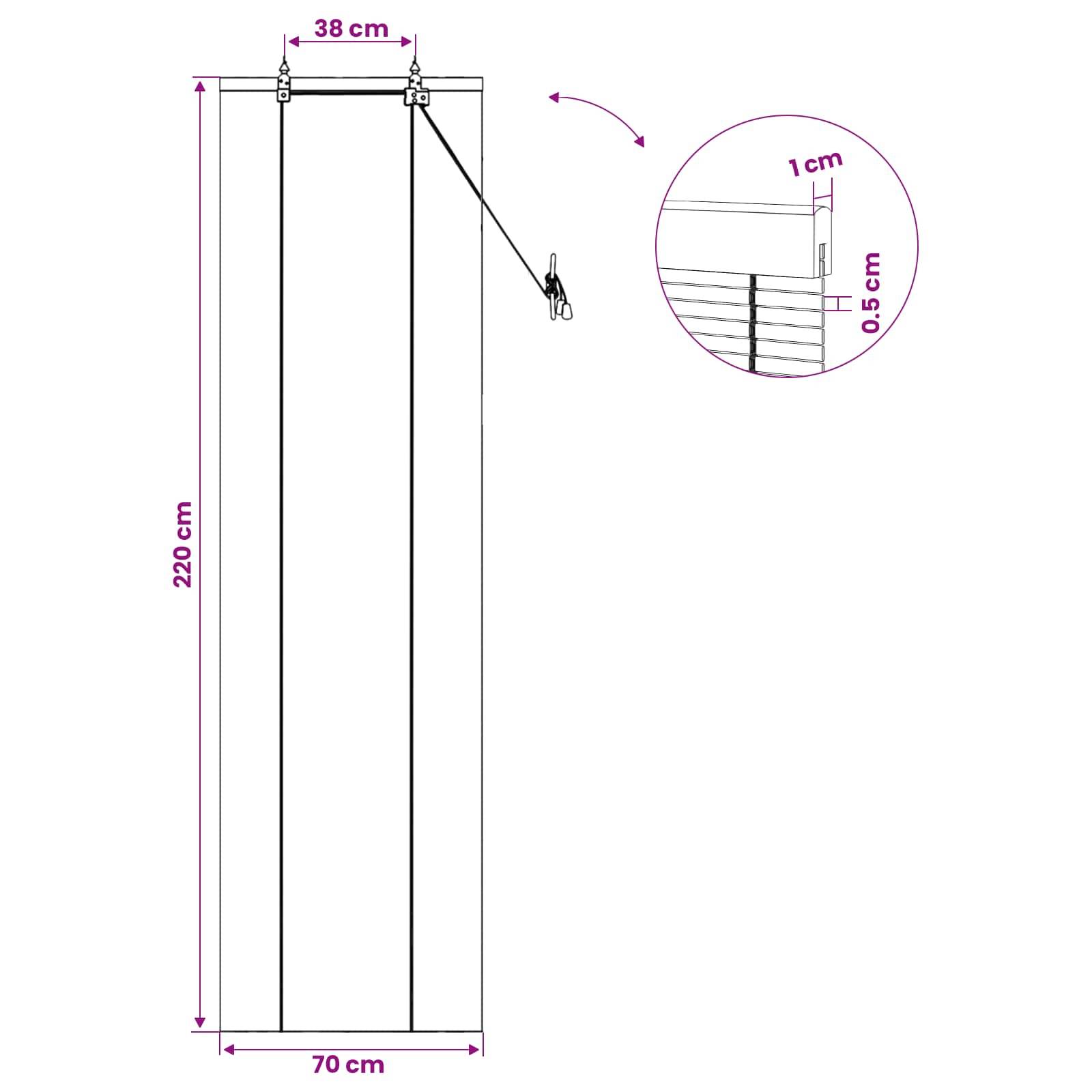 vidaXL Rollo Braun 70 x 220 cm Bambus