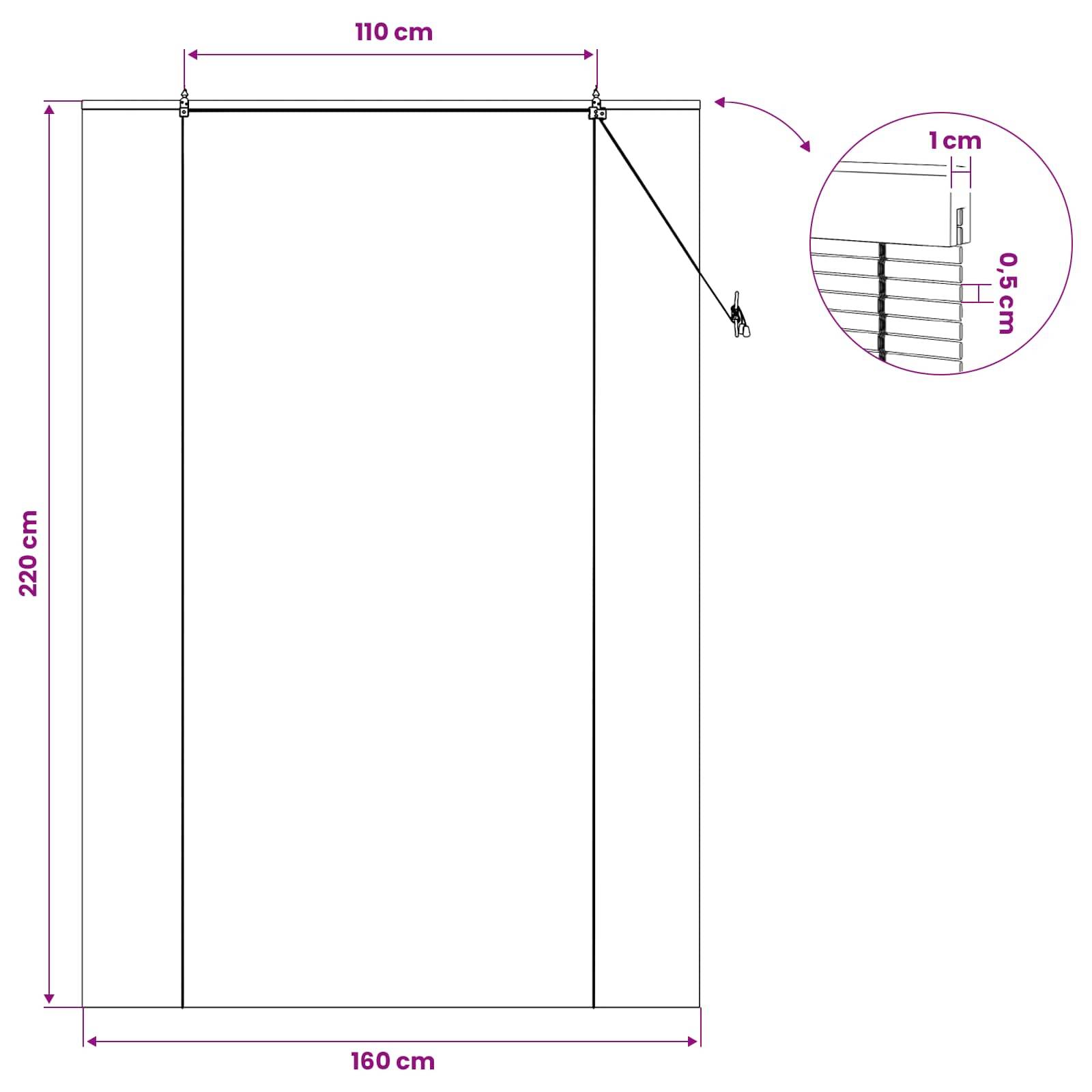 vidaXL Rollo Natur 160 x 220 cm Bambus