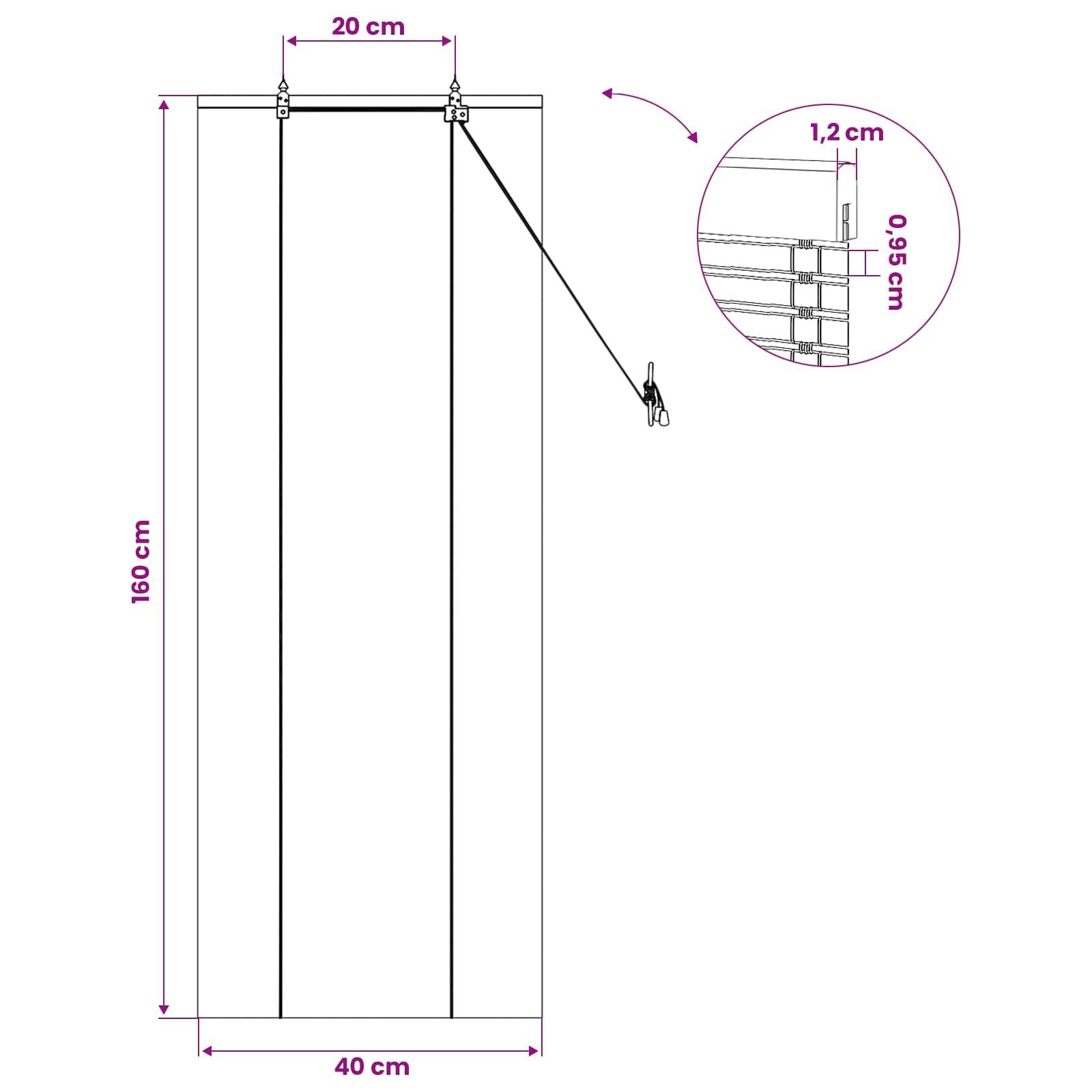 vidaXL Rollo Natur 40 x 160 cm Bambus