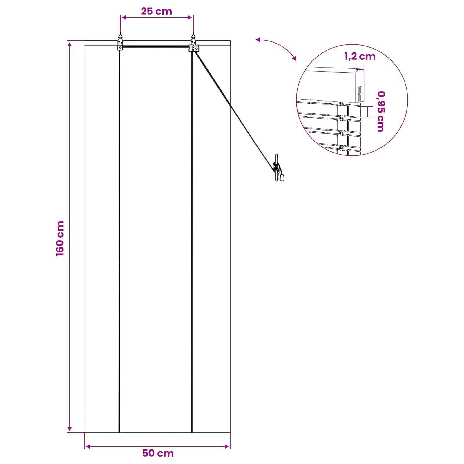 vidaXL Rollo Natur 50 x 160 cm Bambus