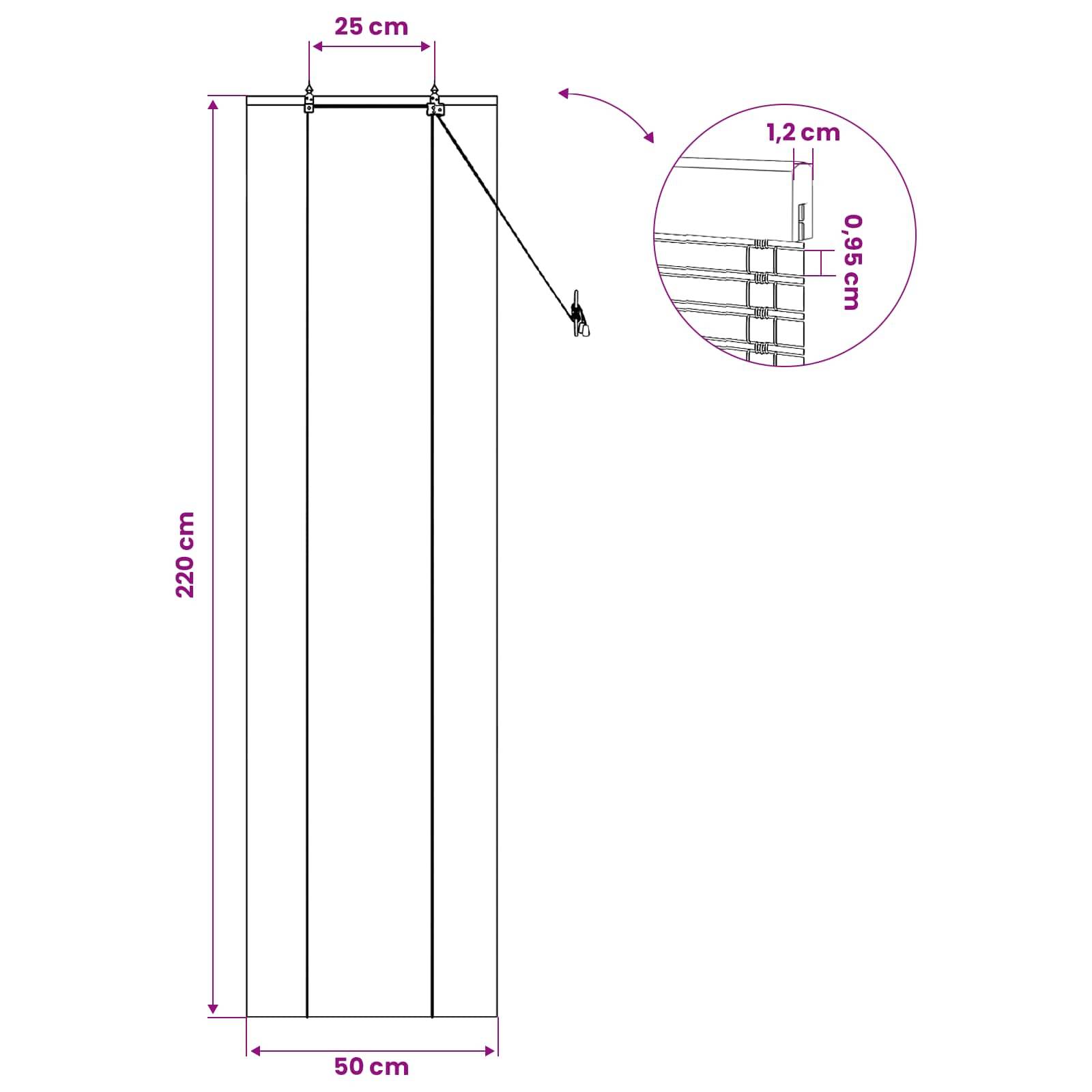 vidaXL Rollo Natur 50 x 220 cm Bambus