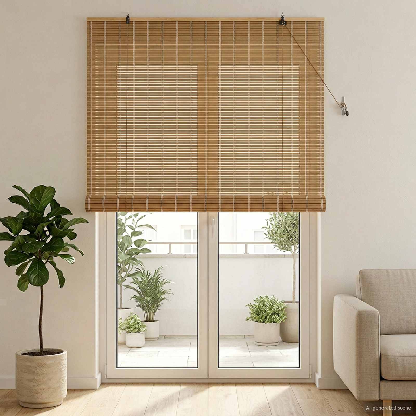 vidaXL Rollo Natur 130 x 220 cm Bambus
