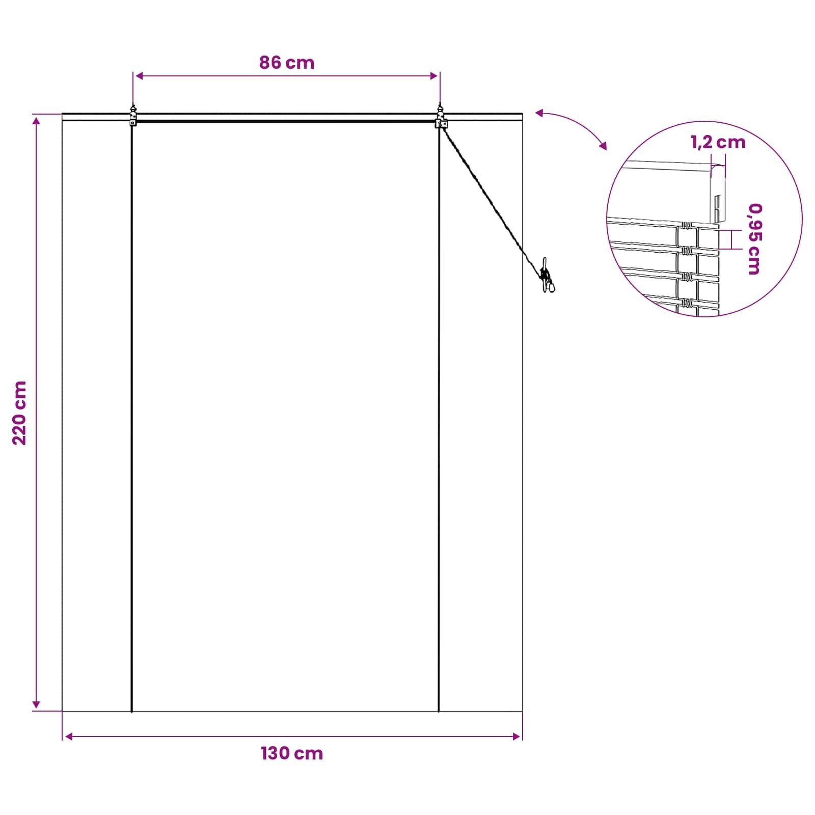 vidaXL Rollo Natur 130 x 220 cm Bambus
