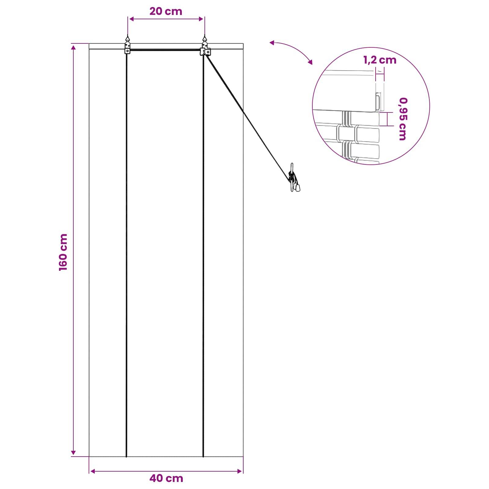 vidaXL Rollo Braun 40 x 160 cm Bambus