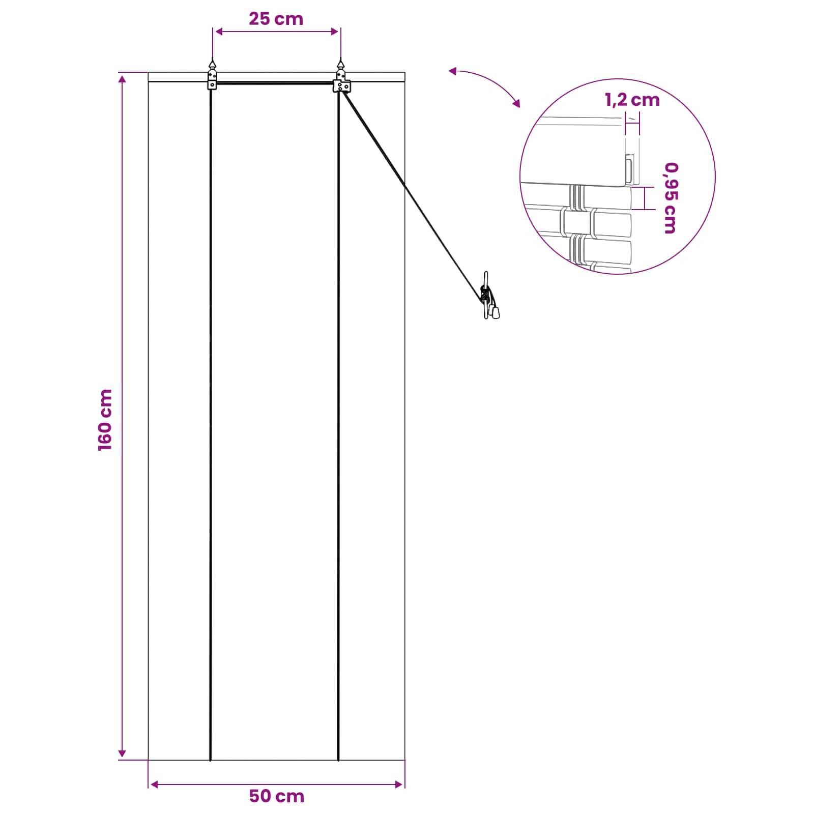 vidaXL Rollo Braun 50 x 160 cm Bambus