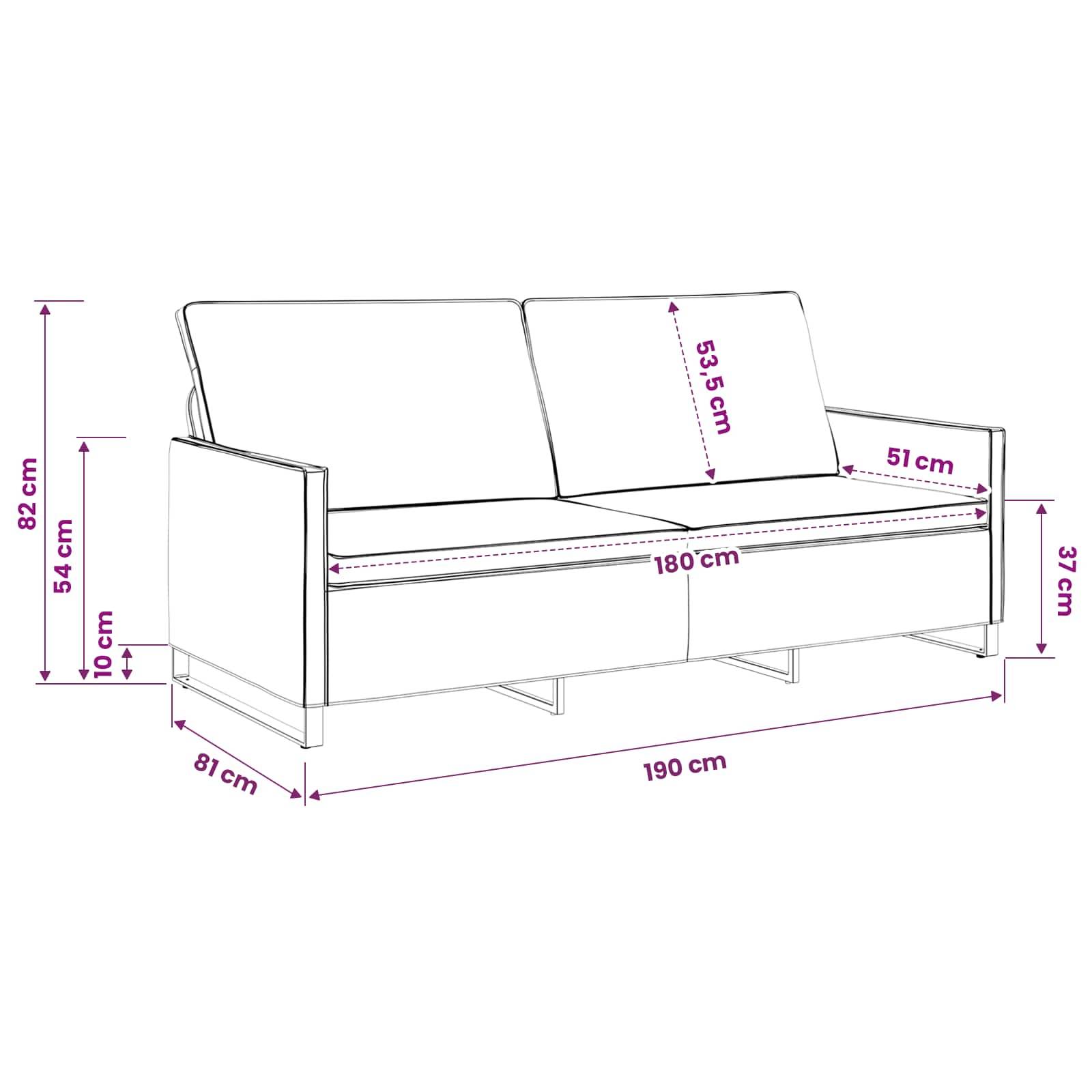 vidaXL 3-Sitzer Sofa Dunkelgrau 190 x 81 x 82 cm Kunstwildleder