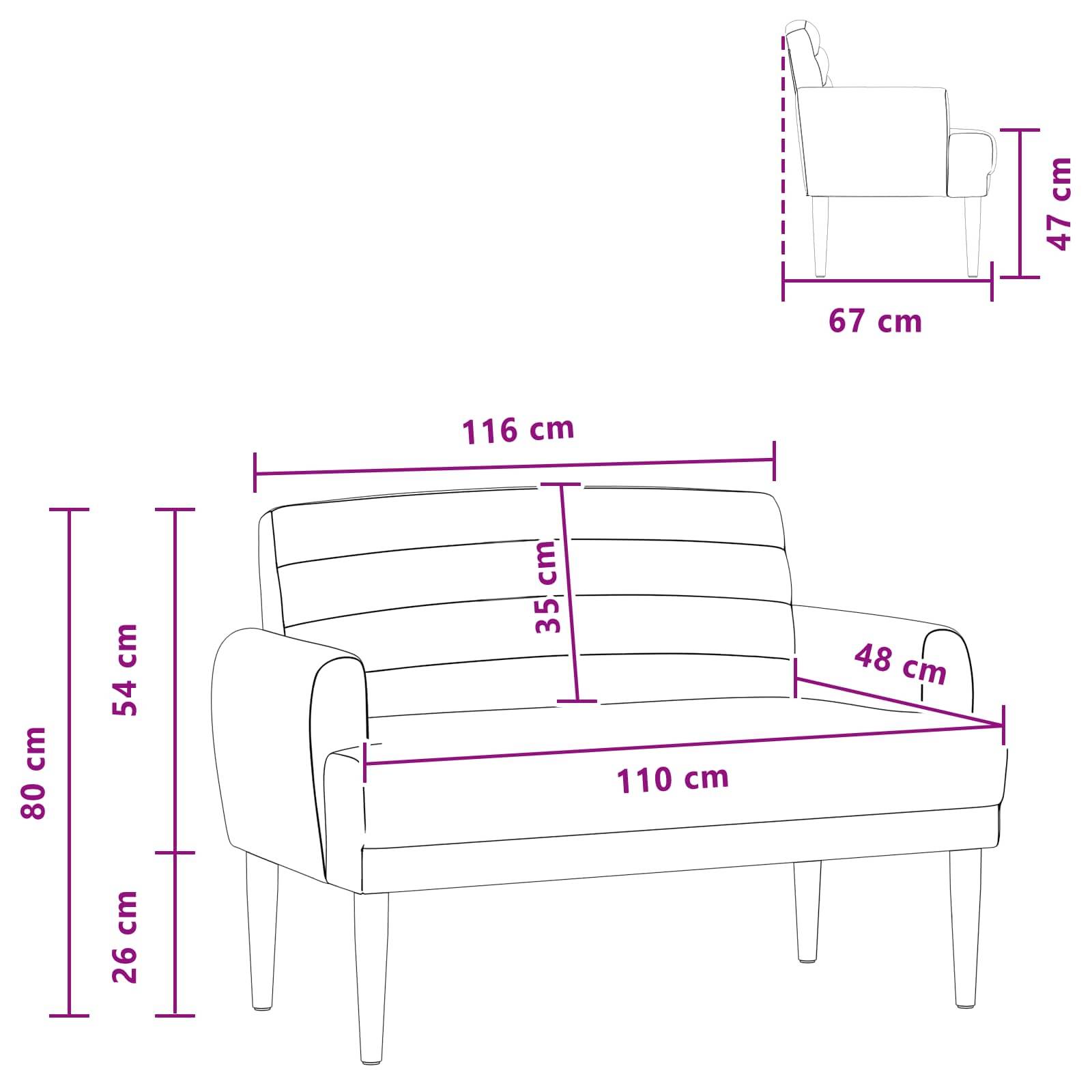 vidaXL Zweisitzer mit Knopfheftung Blau 116 x 67 x 80 cm Stoff