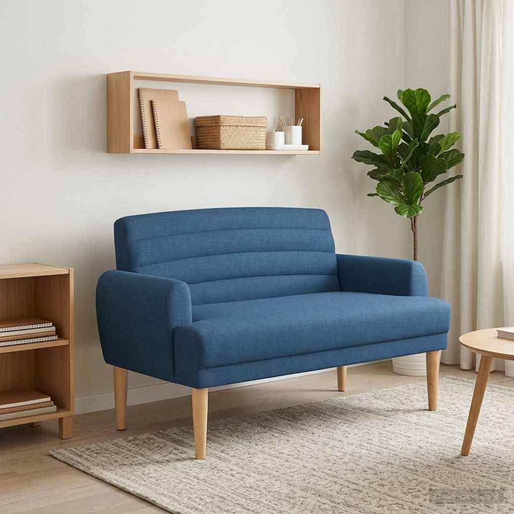 vidaXL Zweisitzer mit Knopfheftung Blau 116 x 67 x 80 cm Stoff