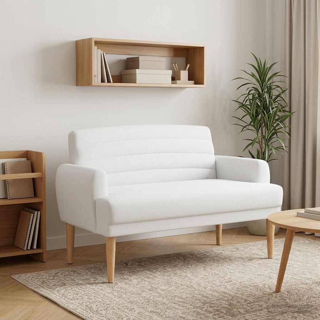 vidaXL Zweisitzer mit Knopfheftung Weiß 116 x 67 x 80 cm Stoff