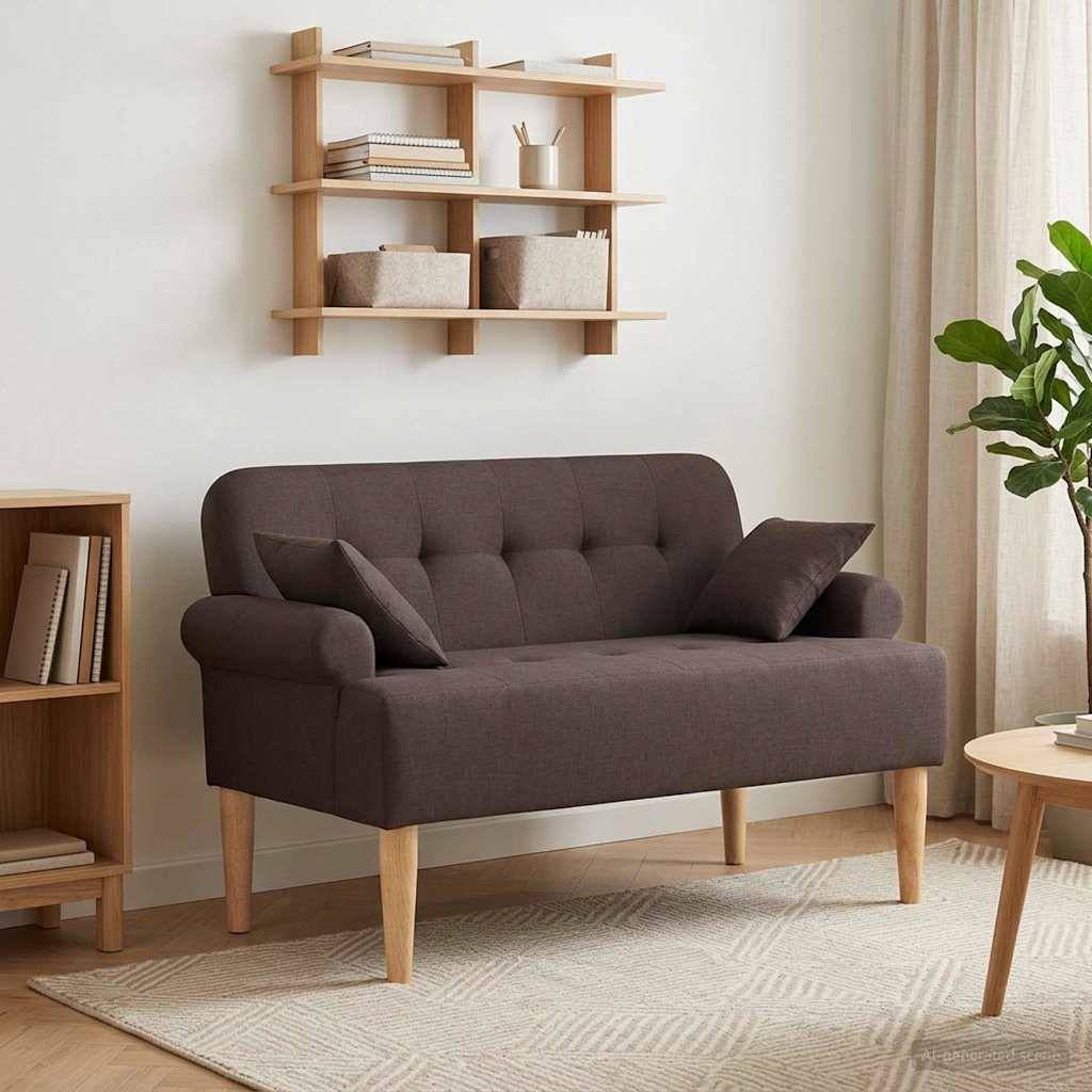 vidaXL Zweisitzer mit Knopfheftung Dunkelbraun 120 x 65 x 79 cm Stoff