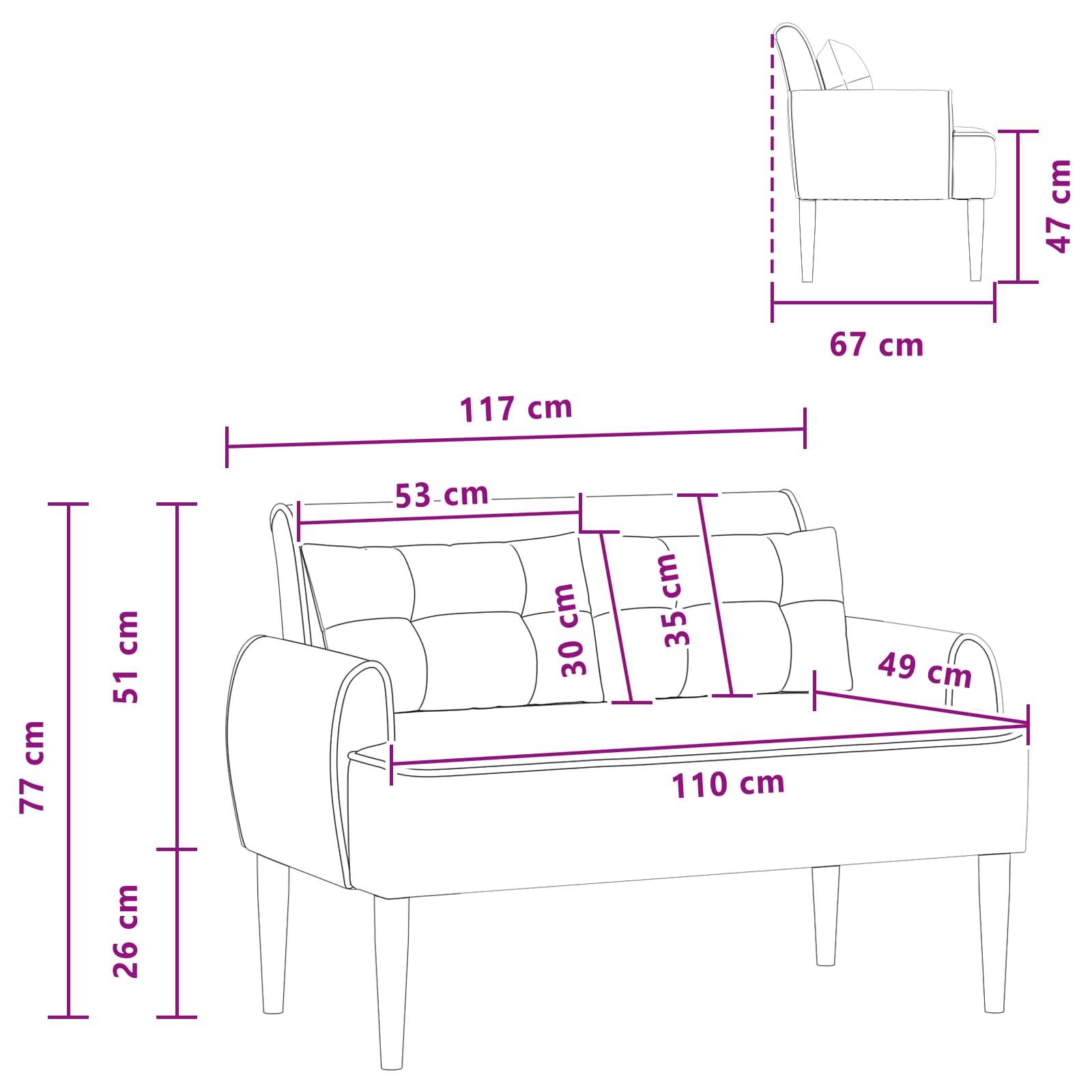 vidaXL Zweisitzer mit Knopfheftung Dunkelgrau 117 x 67 x 77 cm Bouclé