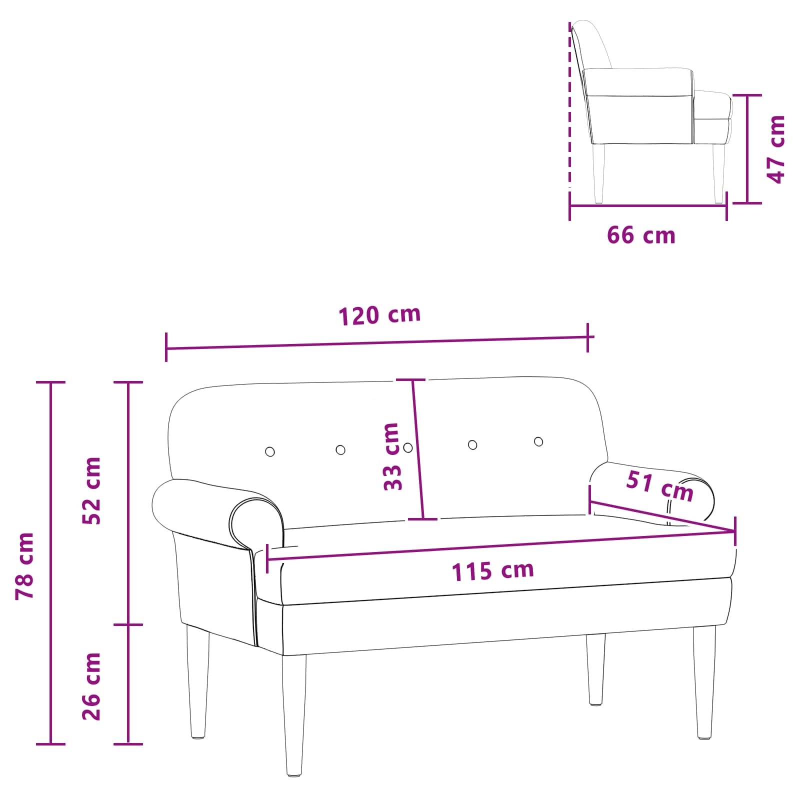 vidaXL Zweisitzer mit Knopfheftung Dunkelgrau 120 x 66 x 78 cm Samt