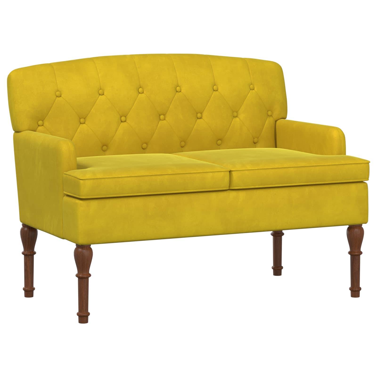 vidaXL Zweisitzer mit Knopfheftung Helles Gelb 111 x 65 x 79 cm Samt