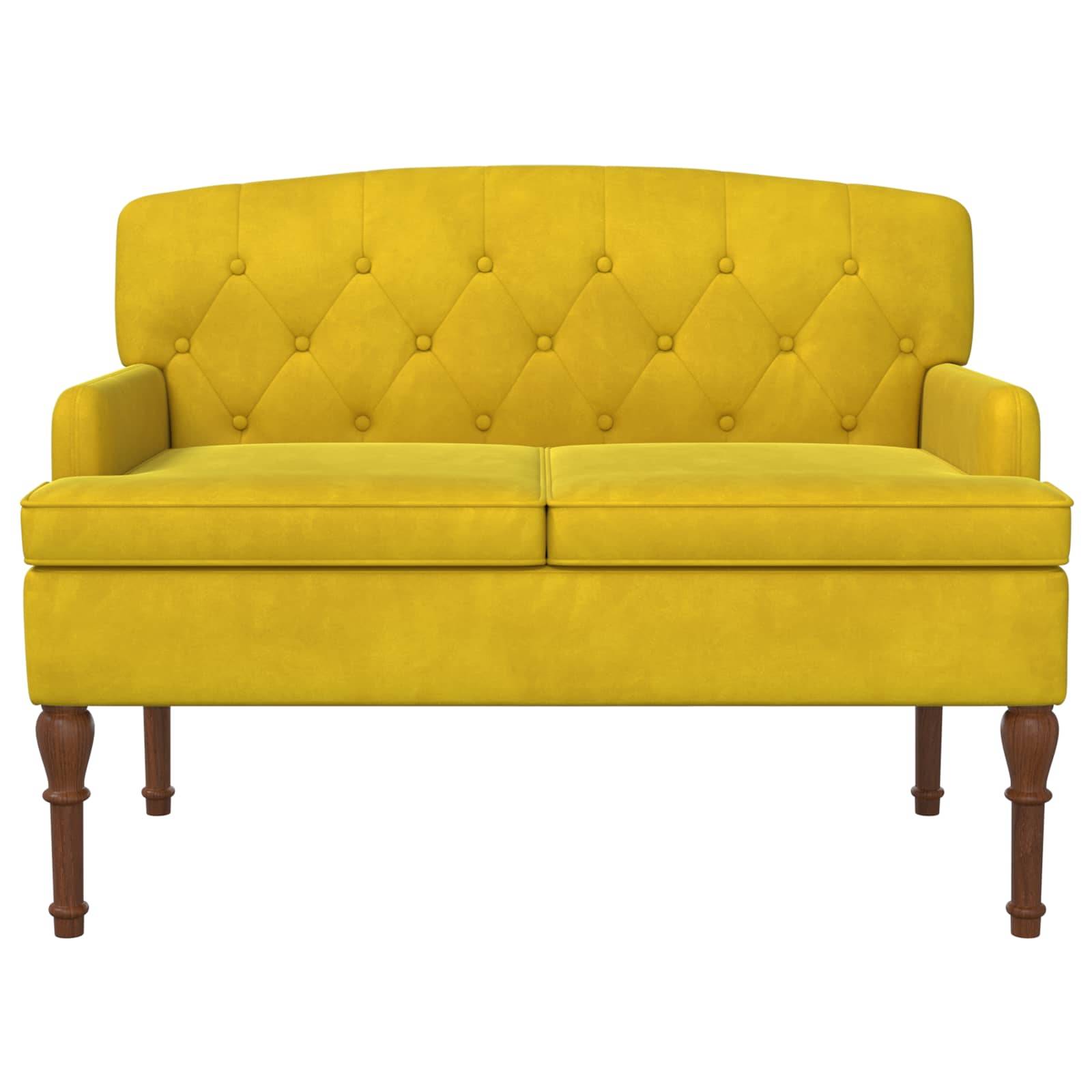 vidaXL Zweisitzer mit Knopfheftung Helles Gelb 111 x 65 x 79 cm Samt