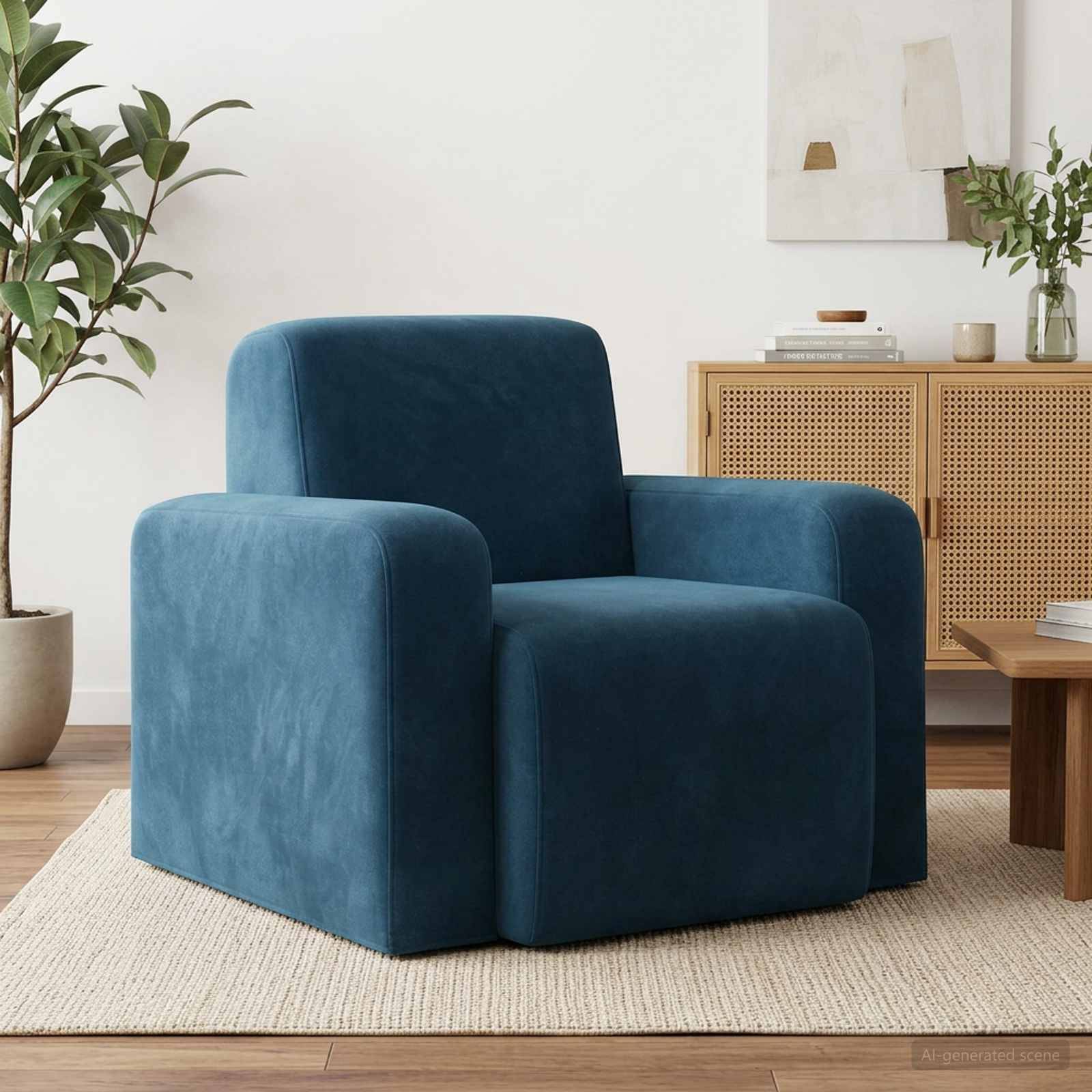 vidaXL Sessel Blau Samt (V)