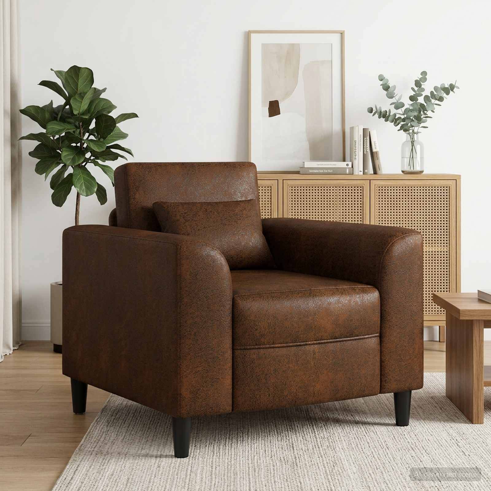 vidaXL Sessel Braun Kunstwildleder