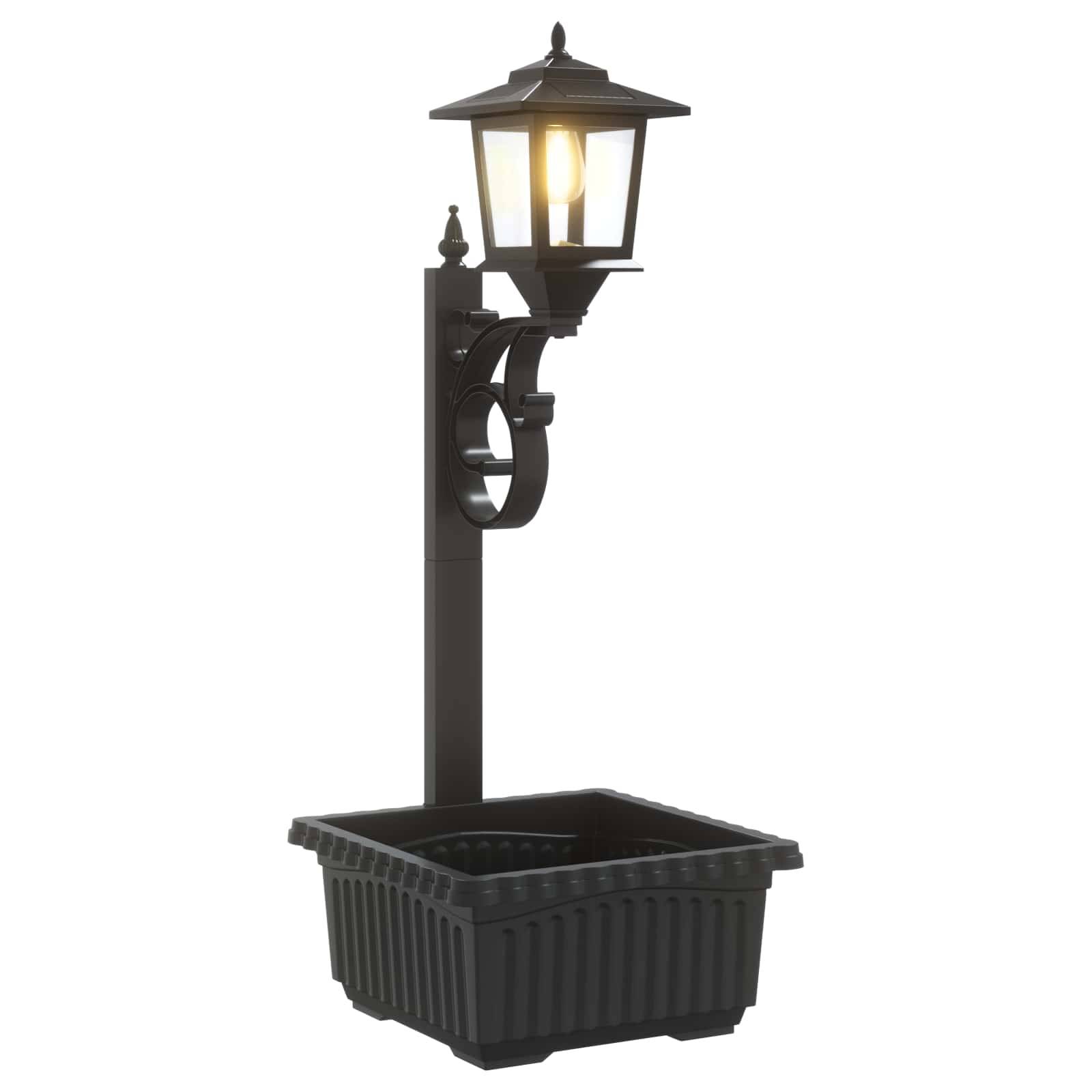 vidaXL Pollerleuchte mit Pflanztrog Schwarz 29 x 28 x 74 cm ABS und PP