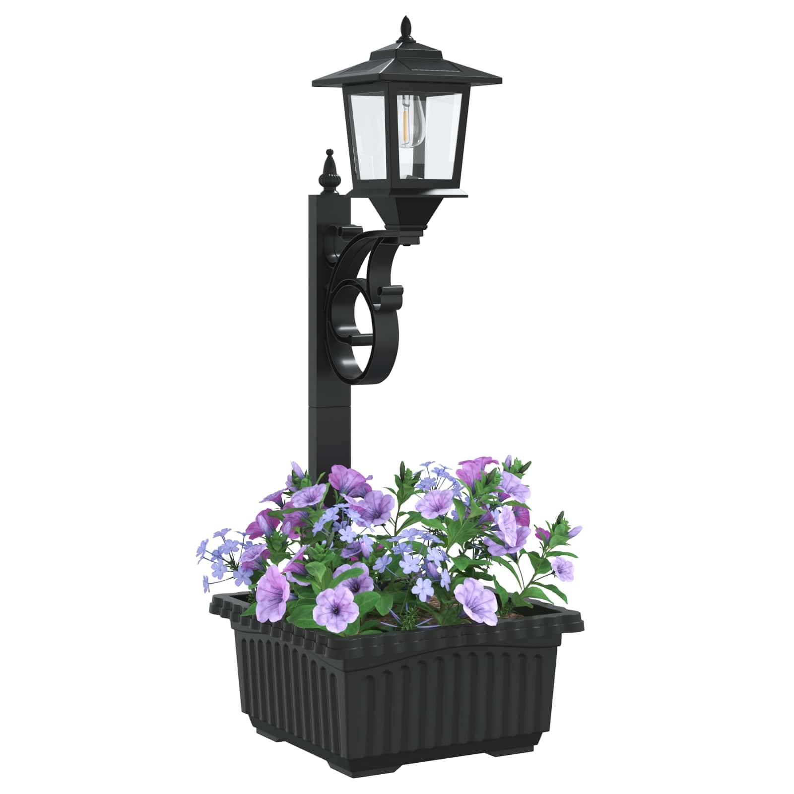 vidaXL Pollerleuchte mit Pflanztrog Schwarz 29 x 28 x 74 cm ABS und PP